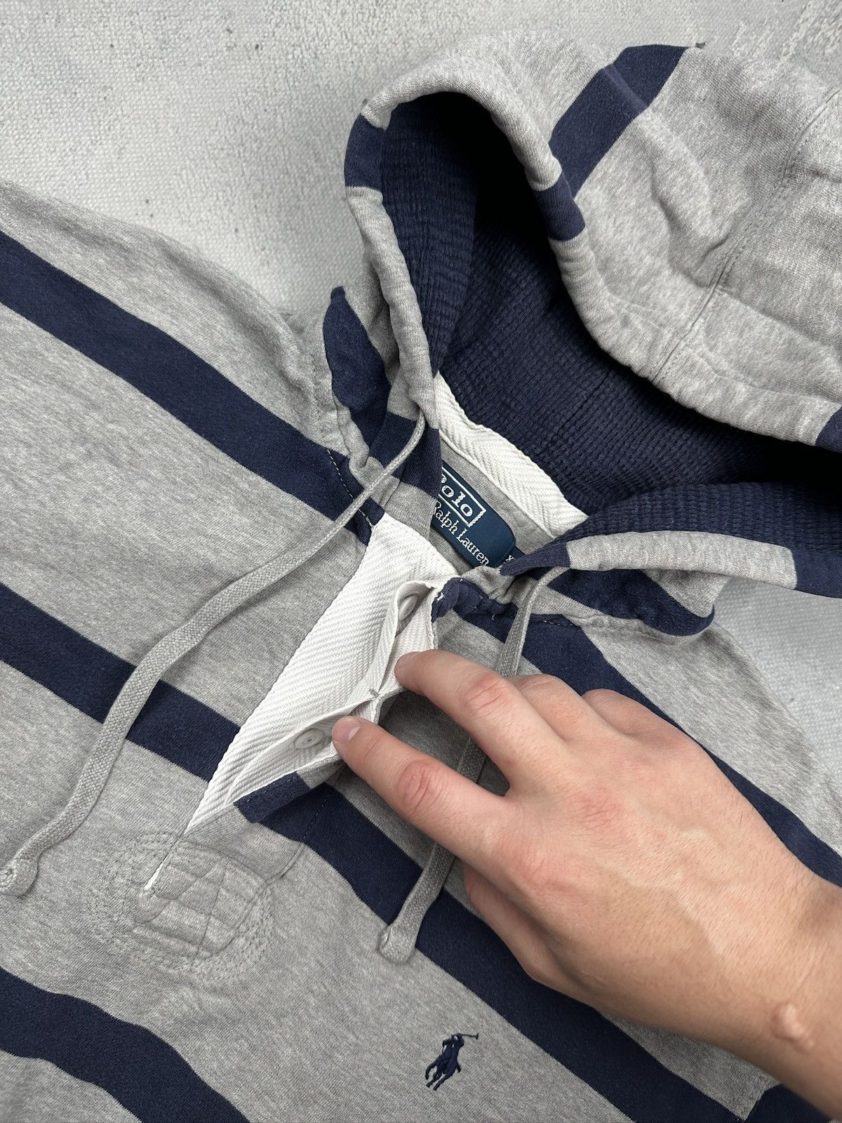 Polo Ralph Lauren Polo Ralph Lauren Striped Hoodie Preppy Archive Y2K Rugby Size US XL / EU 56 / 4 - 6 Thumbnail
