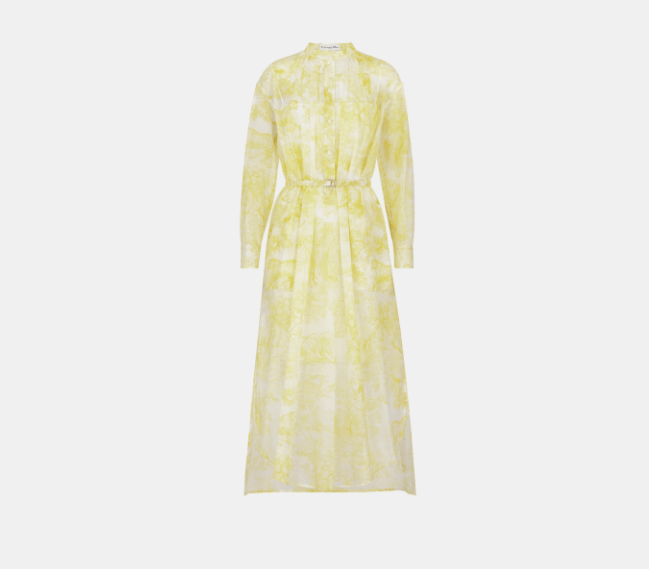 Dior o1w1db10925 441D50 Mid-Length Dress in White/Lemon Yellow Size XL / US 12-14 / IT 48-50 - 1 Thumbnail