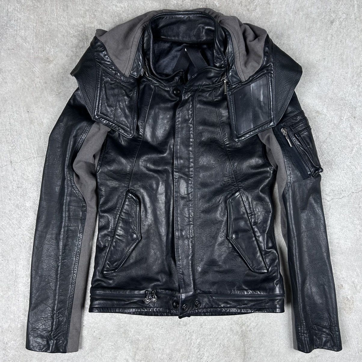 S/STERE S/STERE 2011SS Hooded Panel Leather Jacket Size US M / EU 48-50 / 2 - 2 Thumbnail
