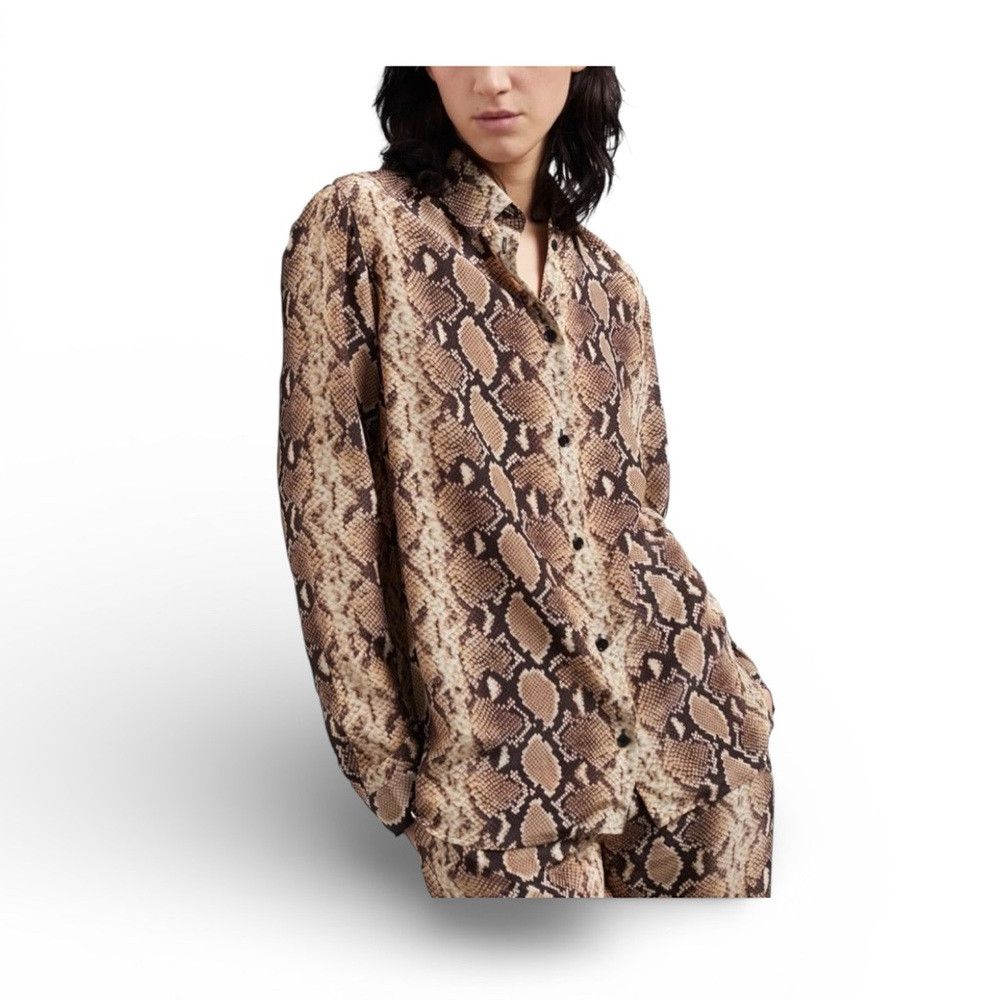 The Kooples The Kooples 100% Silk Snakeskin Print Button Front Shirt Size XS / US 0-2 / IT 36-38 - 1 Thumbnail