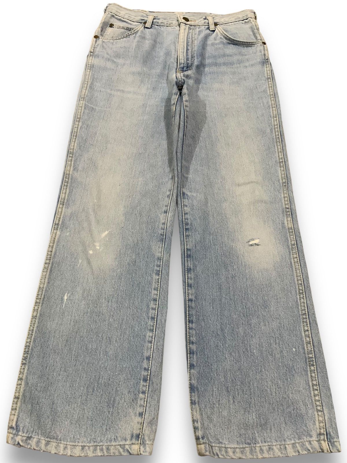 Wrangler Vintage 90s Wrangler Blue Washed Straight Leg Ripped Jeans Size US 29 - 1 Thumbnail