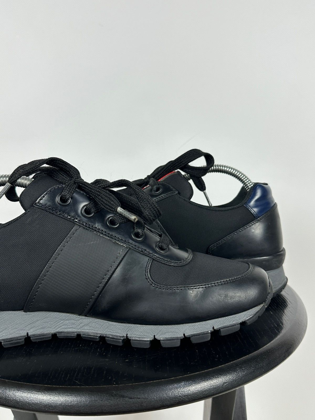 Prada Prada Matchrace Black Leather Sneakers Size US 7 / EU 40 - 18 Thumbnail