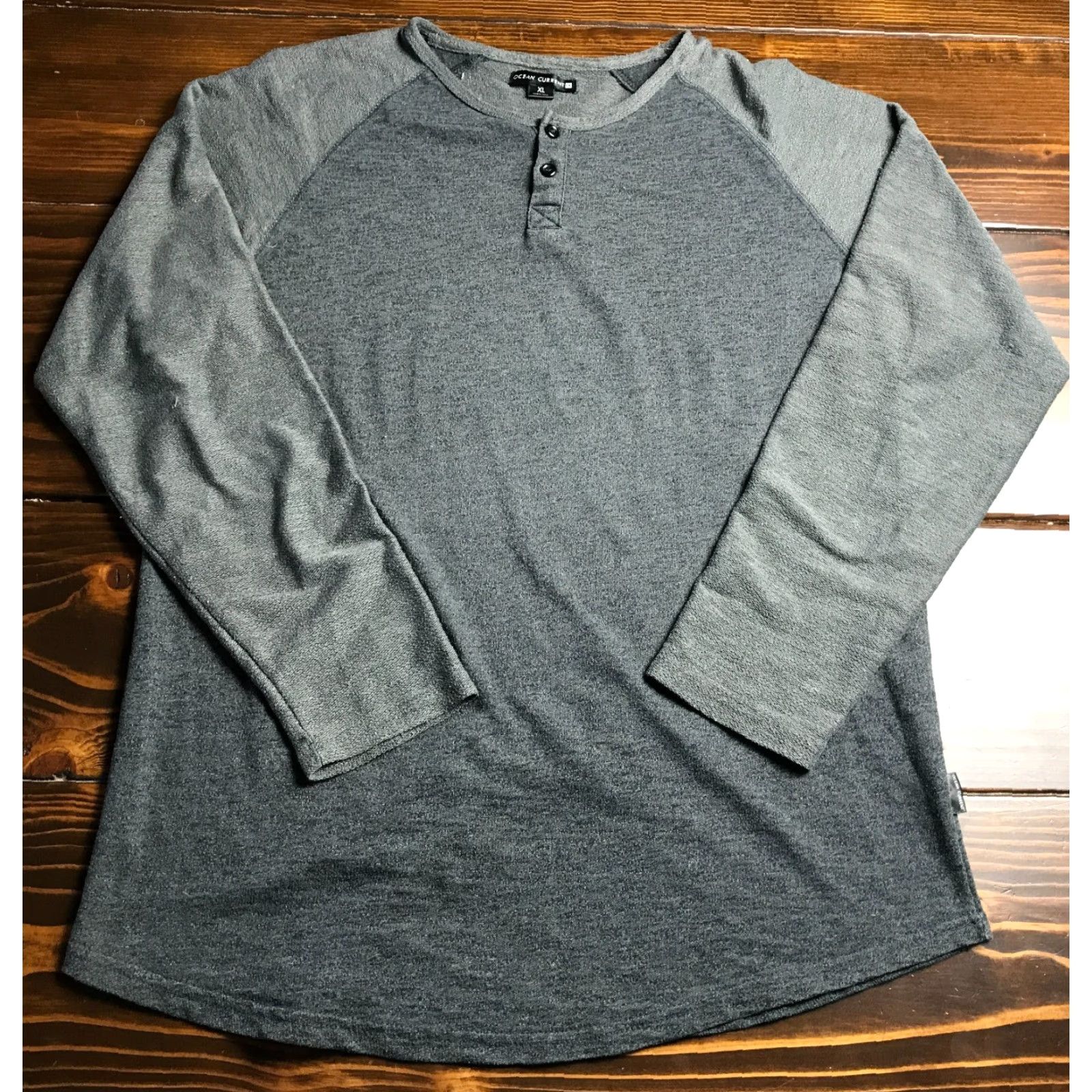 Vintage Ocean Current Shirt, Men's XL, Gray, Long Sleeve, Henley, T-Shirt, Ocean Current, Regular Fit, Size XL, Men, Size US XL / EU 56 / 4 - 2 Thumbnail