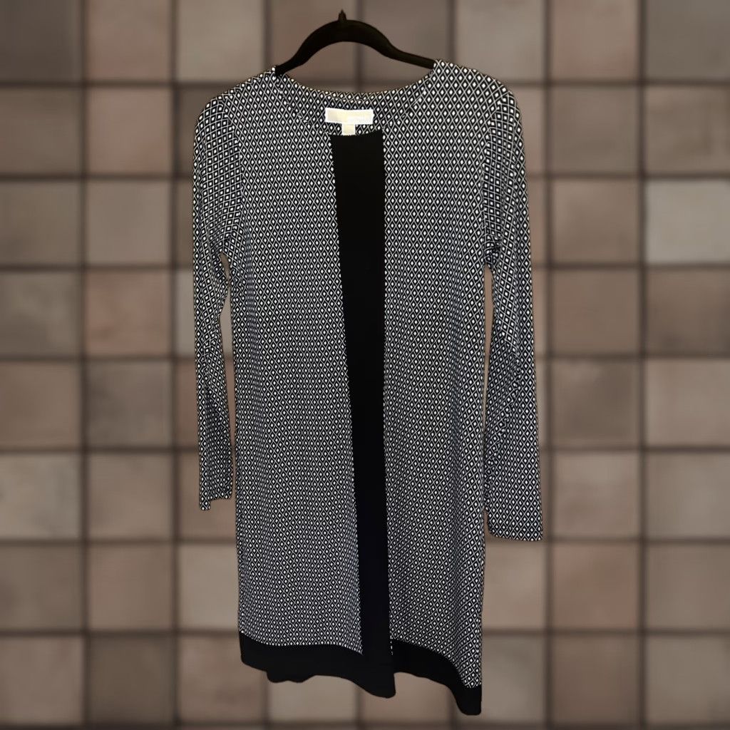 Michael Kors Michael Kors Womens XS Black White Diamond Sheath Black Stripe Long Sleeve Dress Size XS / US 0-2 / IT 36-38 - 1 Thumbnail
