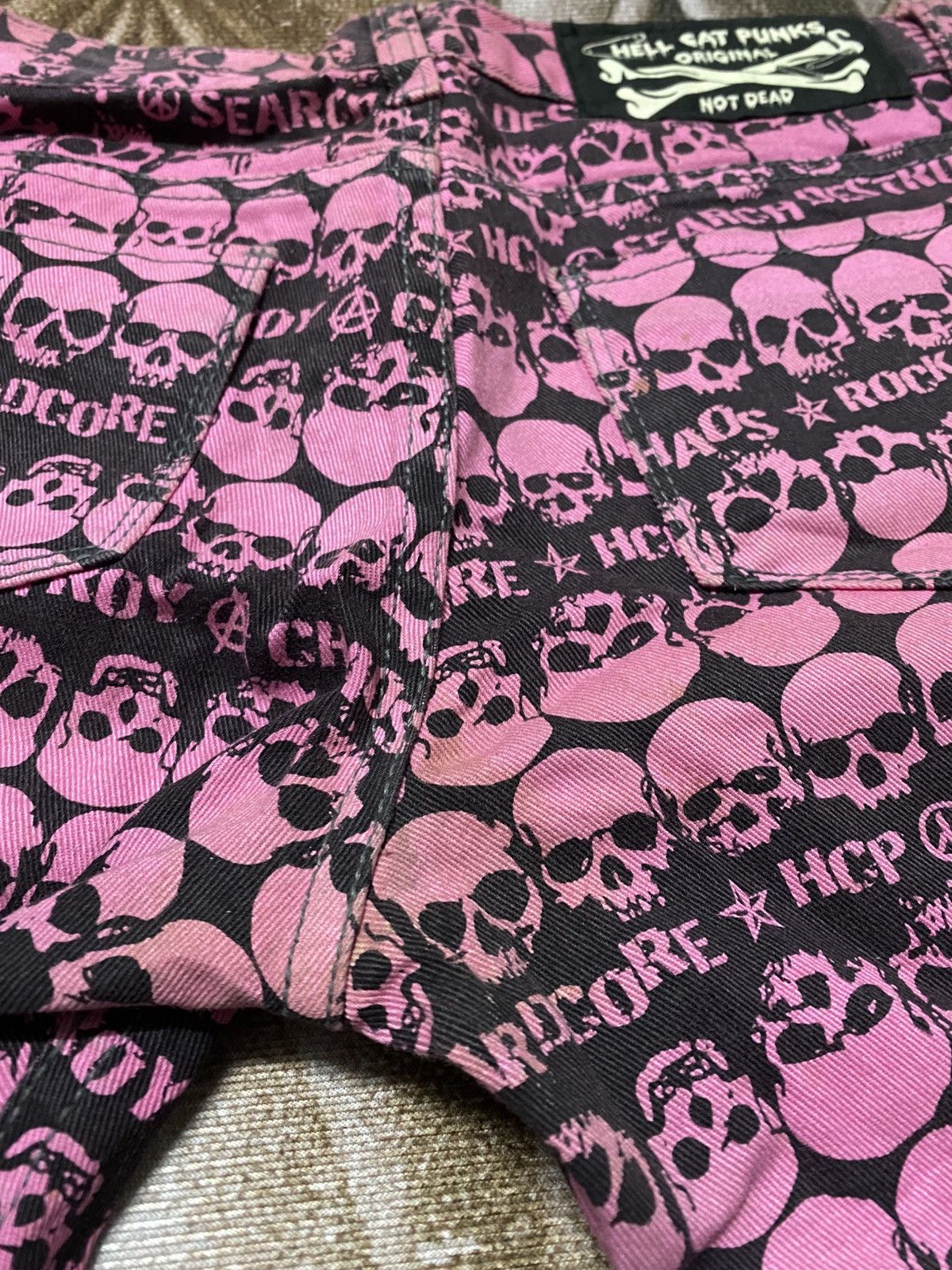 Japanese Brand Overprint Skull Design of Hell Cat Punks Original Jeans Size 28" / US 6 / IT 42 - 18 Thumbnail