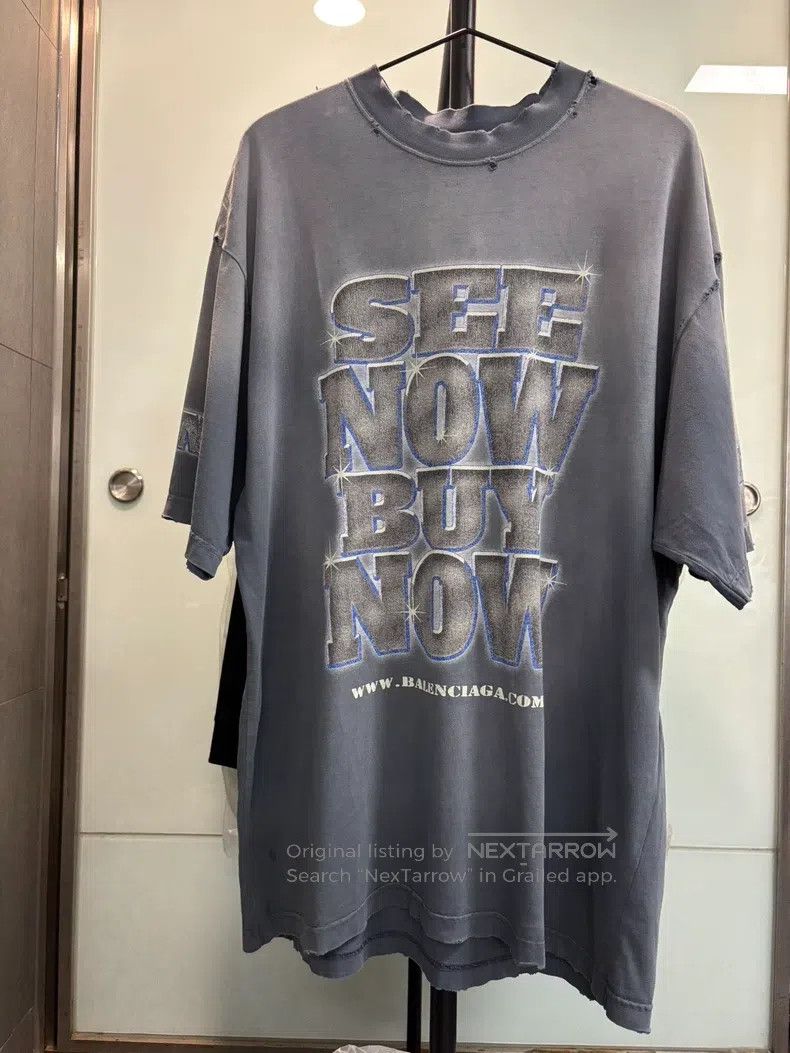 Balenciaga Balenciaga Diamond slogan distressed washed short-sleeve Size US M / EU 48-50 / 2 - 1 Thumbnail