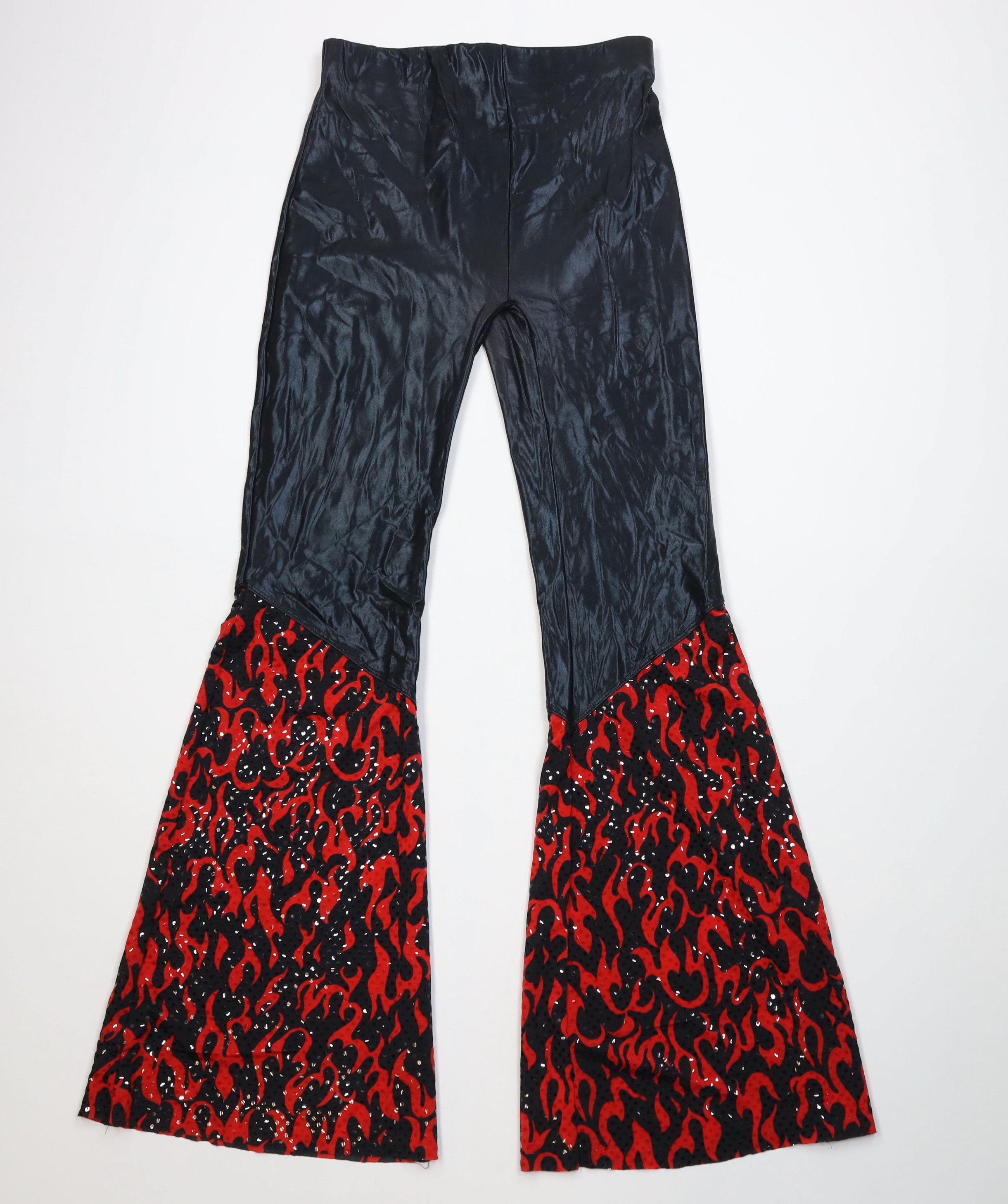Vintage Vintage 90s Y2K Metallic Fire Flames Bell Bottoms Pants Size 27" / US 4 / IT 40 - 1 Thumbnail