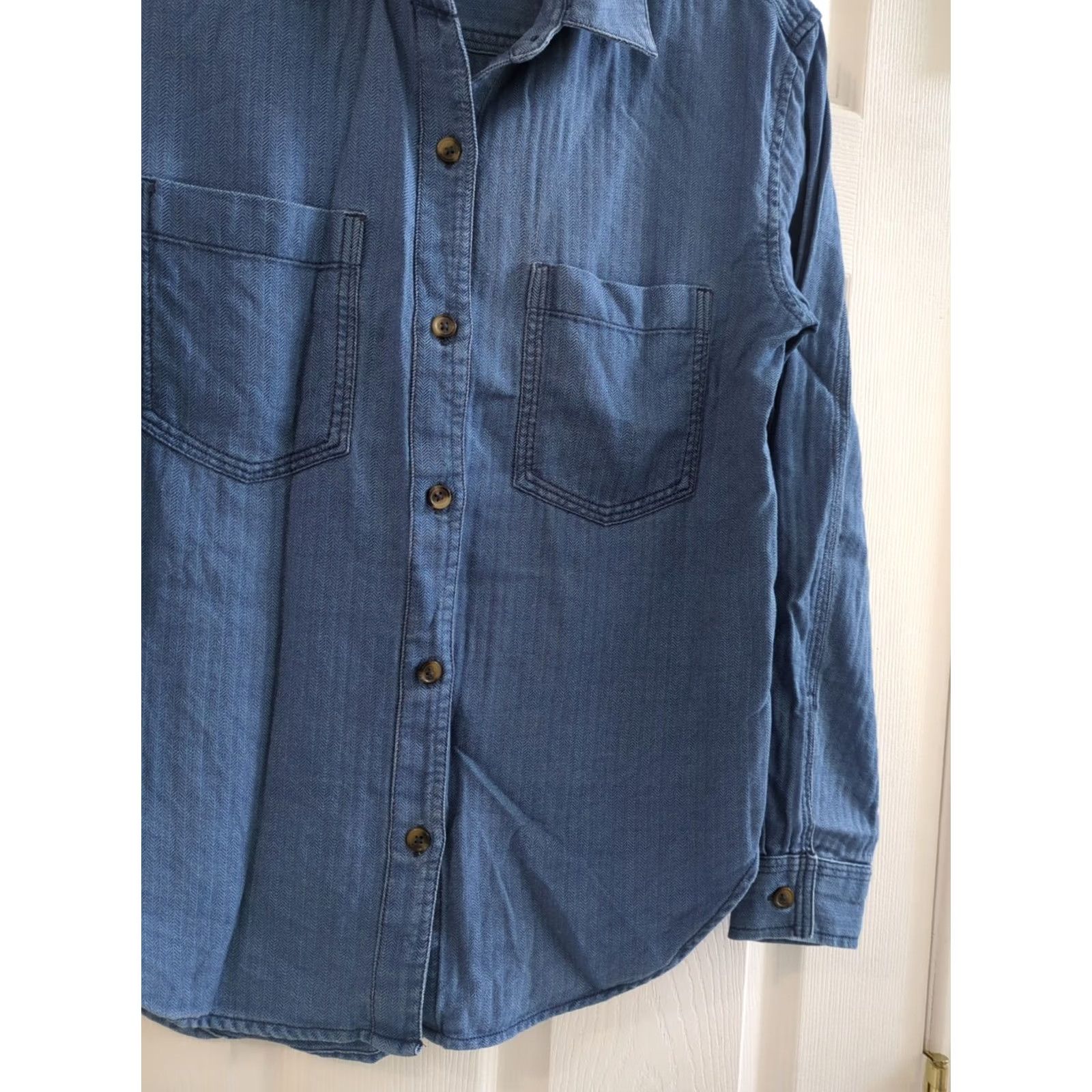 Treasure & Bond Treasure & Bond Womens Button-Up Shirt Blue Long Sleeve Collared Pockets S Size S / US 4 / IT 40 - 4 Thumbnail