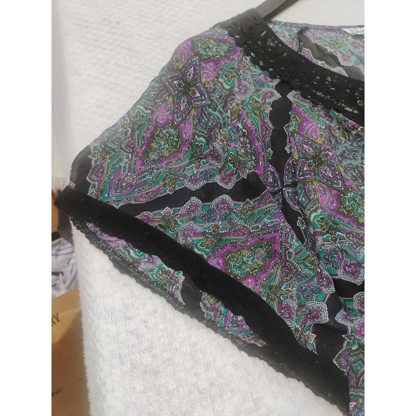 Other Speeckles Womens Small Sheer Paisley Asymmetrical Blouse Pur Size S / US 4 / IT 40 - 6 Thumbnail