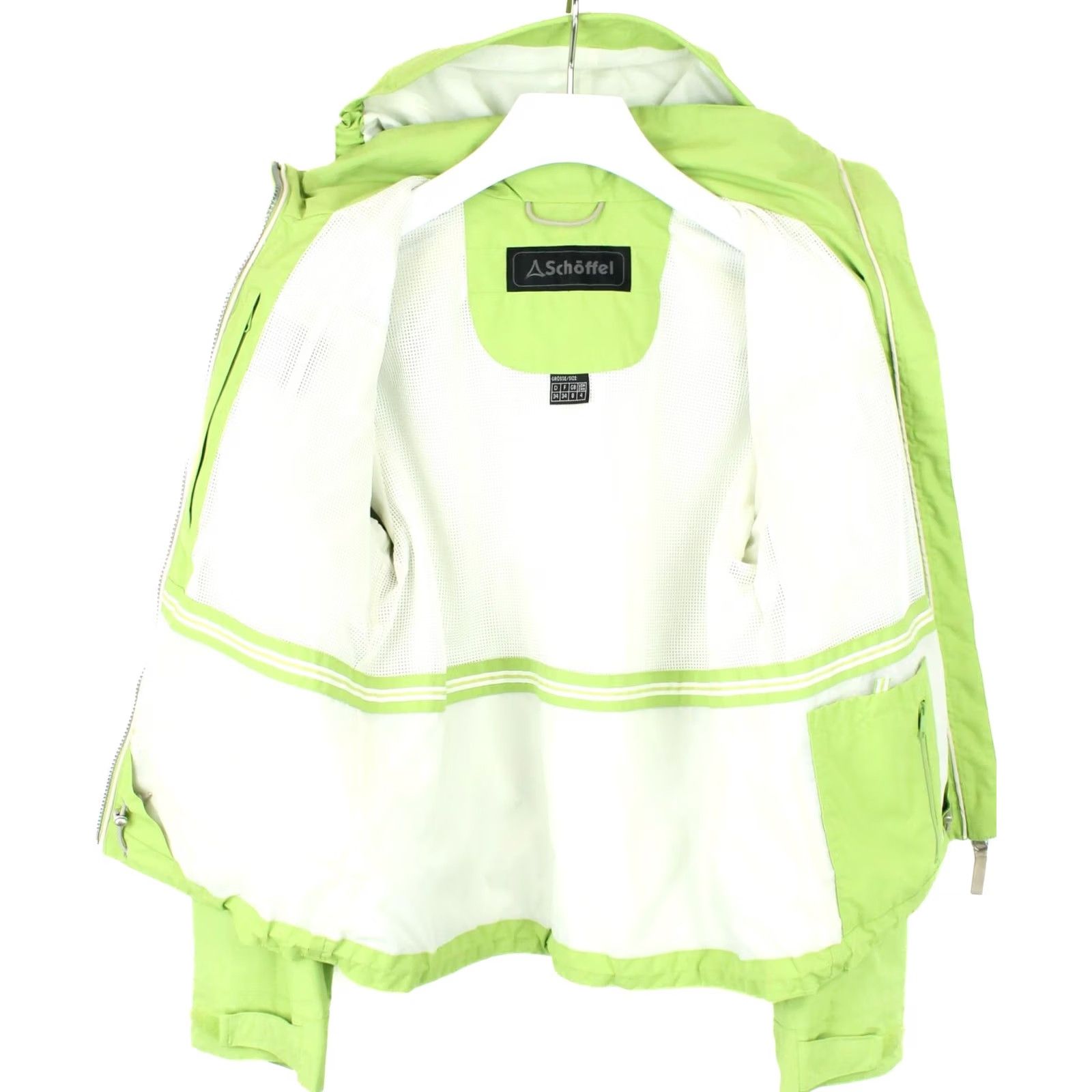 Vintage SCHOFFEL Venturi Chiva Jacket Women UK 8 Hidden Hood Light Green Jacket Size M / US 6-8 / IT 42-44 - 2 Thumbnail