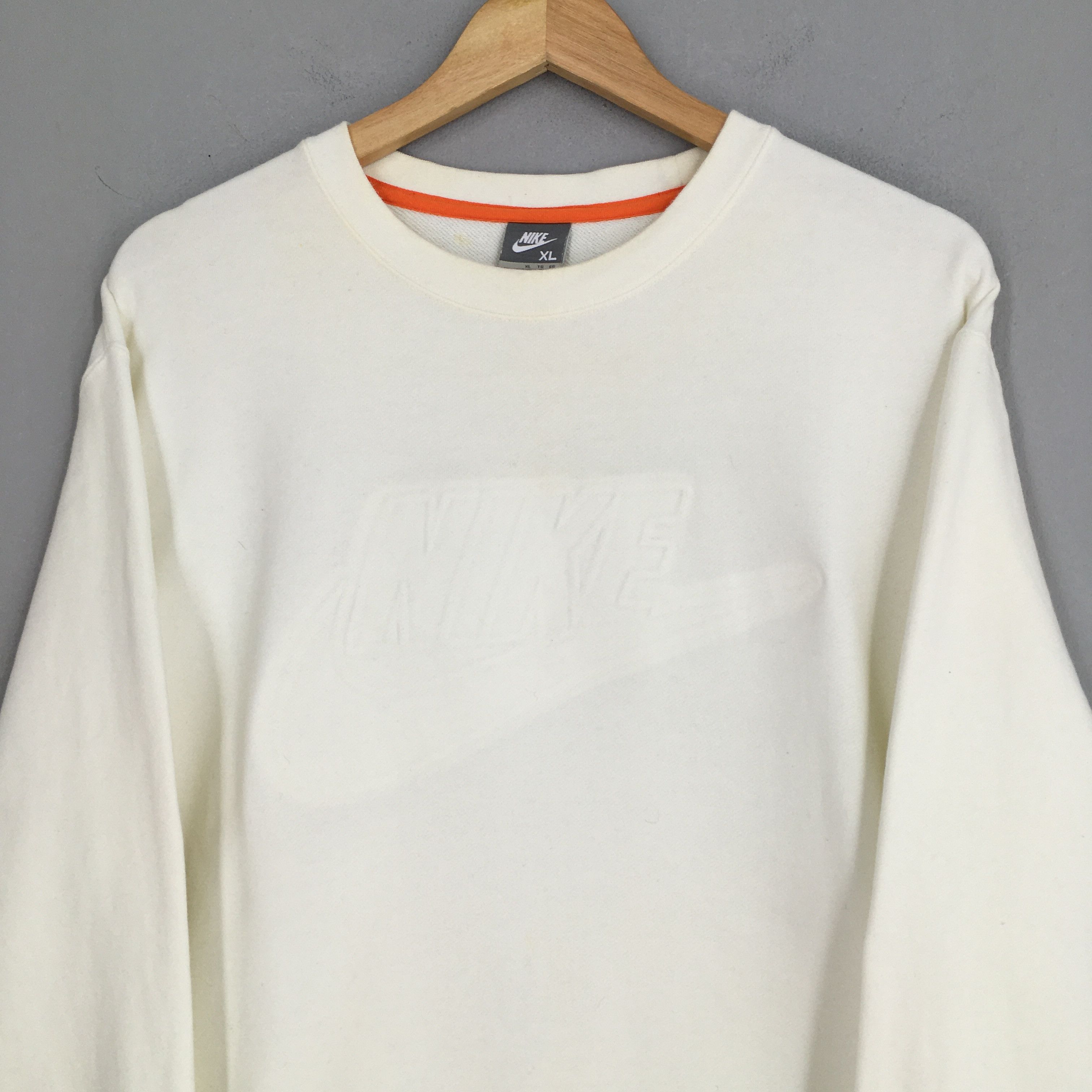 Nike Vintage Nike Swoosh White Sweatshirt XLarge Size US XL / EU 56 / 4 - 2 Thumbnail