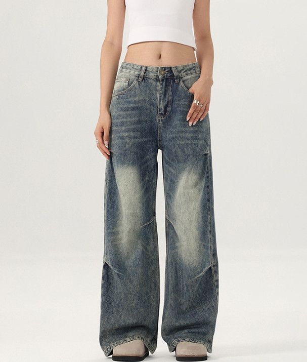 Vintage American straight distressed men's retro loose baggy jeans Size US 32 / EU 48 - 1 Thumbnail