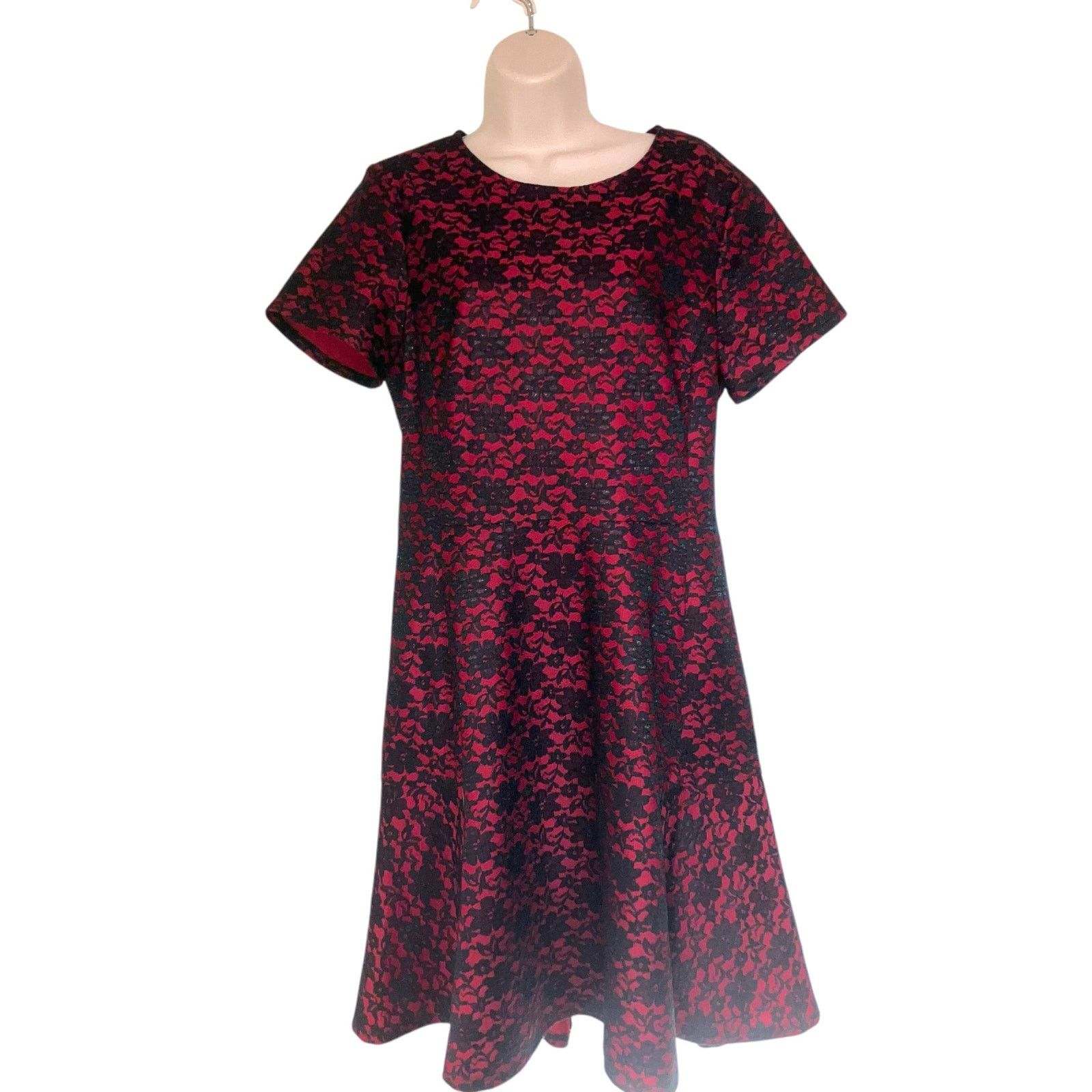 red and black fit and flare dress Joseph Ribkoff Black/Red Abstract Print Fit & Flare Dress Style 254124 Black/Red / 20 main image 0