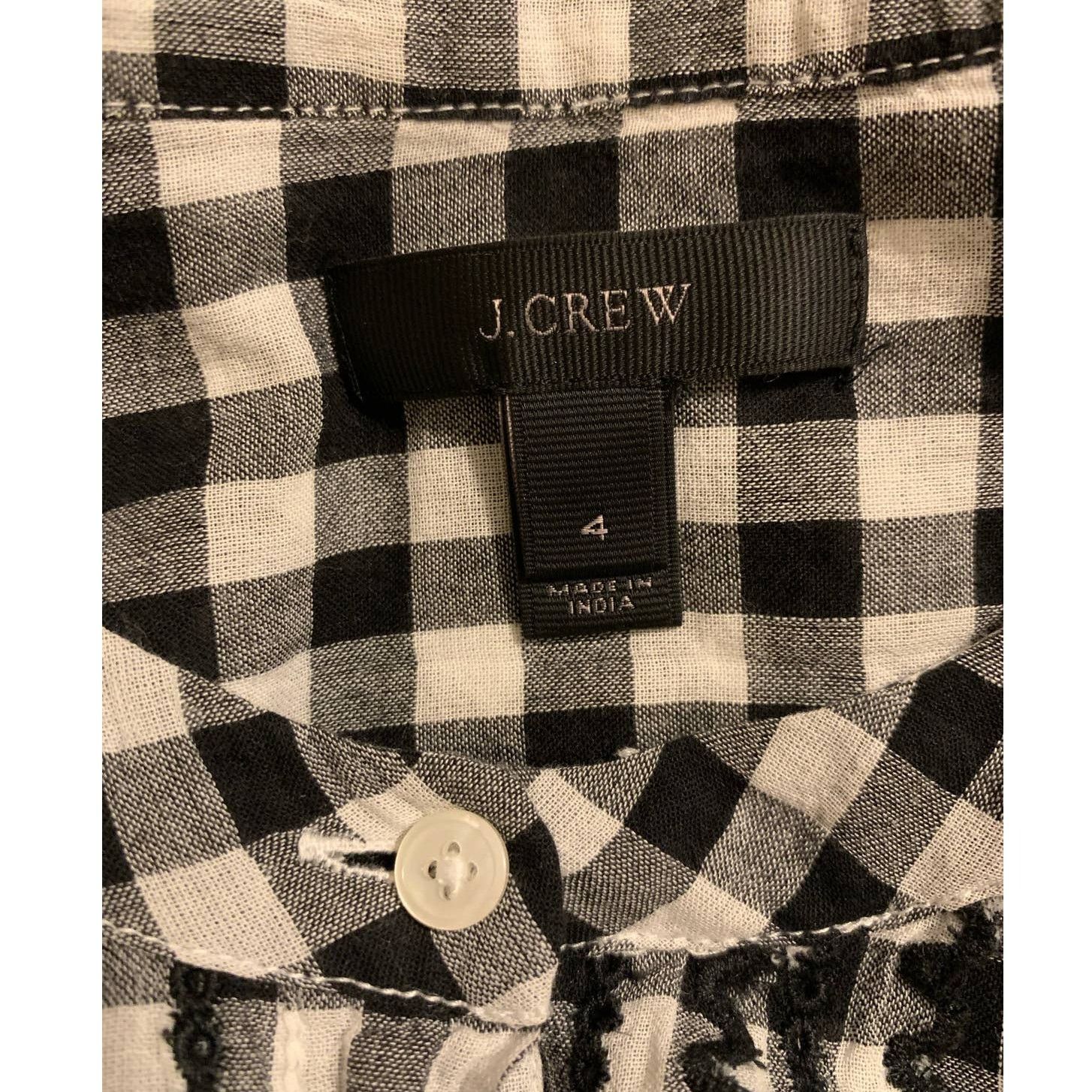 J.Crew J.Crew black white long sleeves gingham tunic blouse size 4 Size S / US 4 / IT 40 - 3 Thumbnail