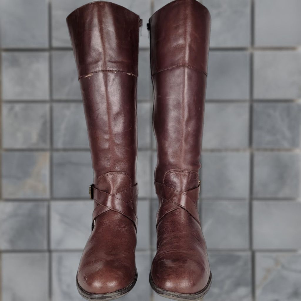 Ralph Lauren RALPH LAUREN Leather Riding Boots Women Size 7.5 M Brown Solid Round Toe Zip Block Heel Riding Boot Winter Fall Spring Women Size US 8 / IT 38 - 1 Thumbnail