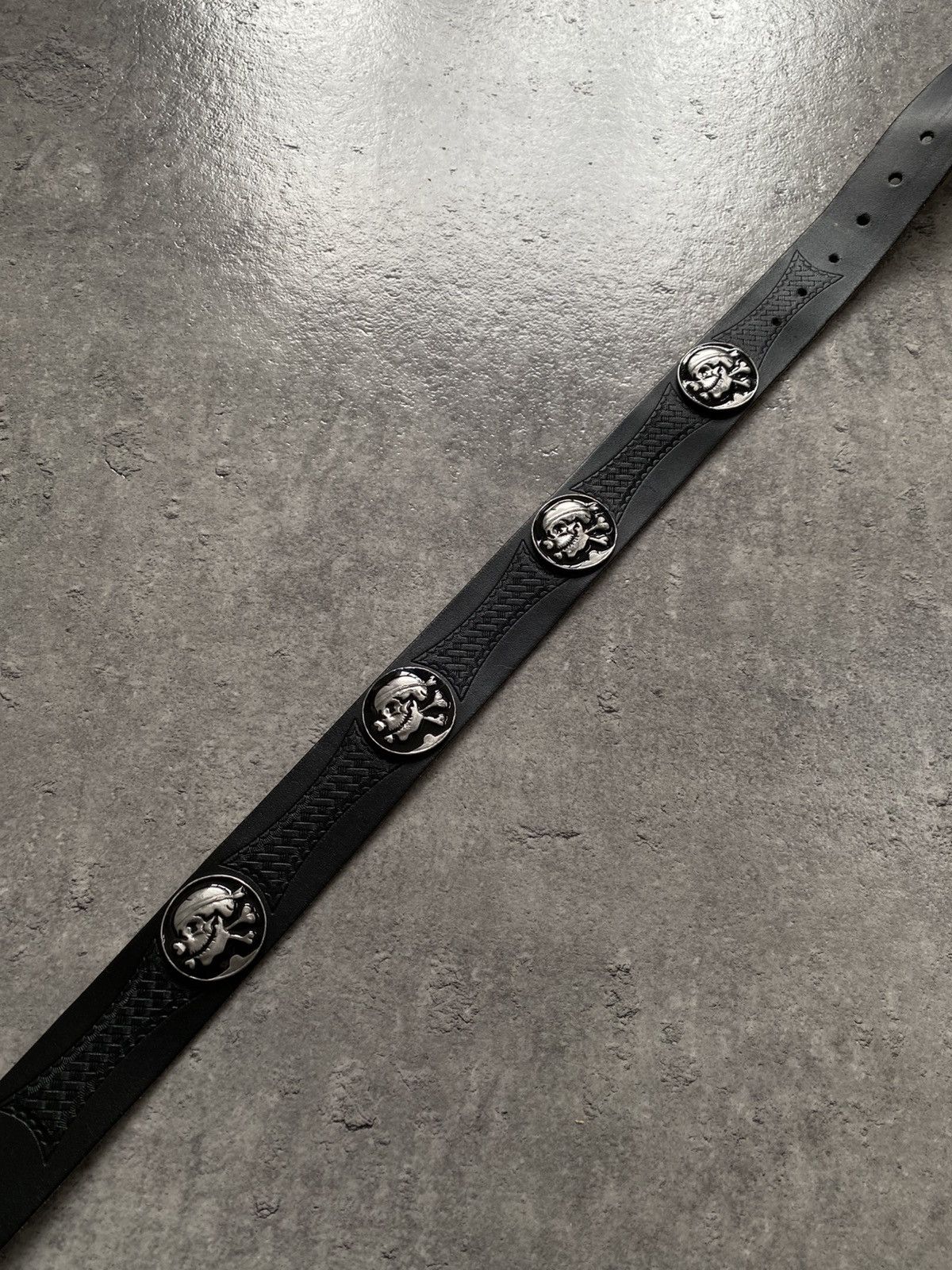 Vintage Vintage Black Leather Metallic Skull Texas Usa Size ONE SIZE - 2 Thumbnail