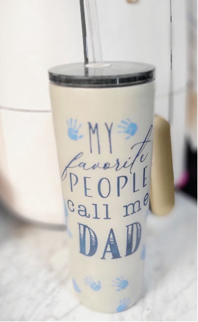 Handmade Blue & Cream 30oz Tumbler "My Favorite People Call Me Dad" Size 30 - 1 Thumbnail