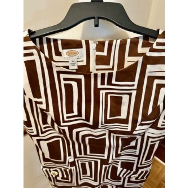 Talbots Talbots Brown Geometric Shift Dress Size 10 Retro Mod Print Size L / US 10 / IT 46 - 10 Thumbnail