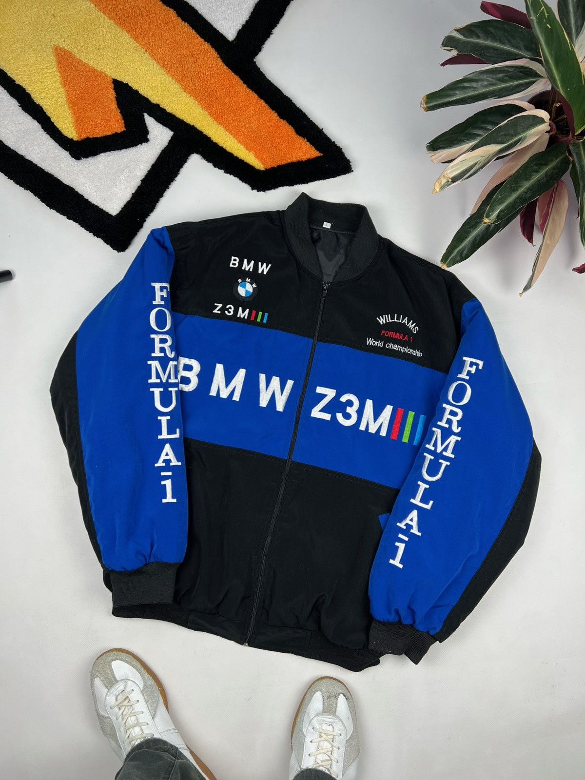 image of Vintage Bmw Pertonas Formula 1 Sauber Racing Bomber Jacket in Black, Men's (Size Large)