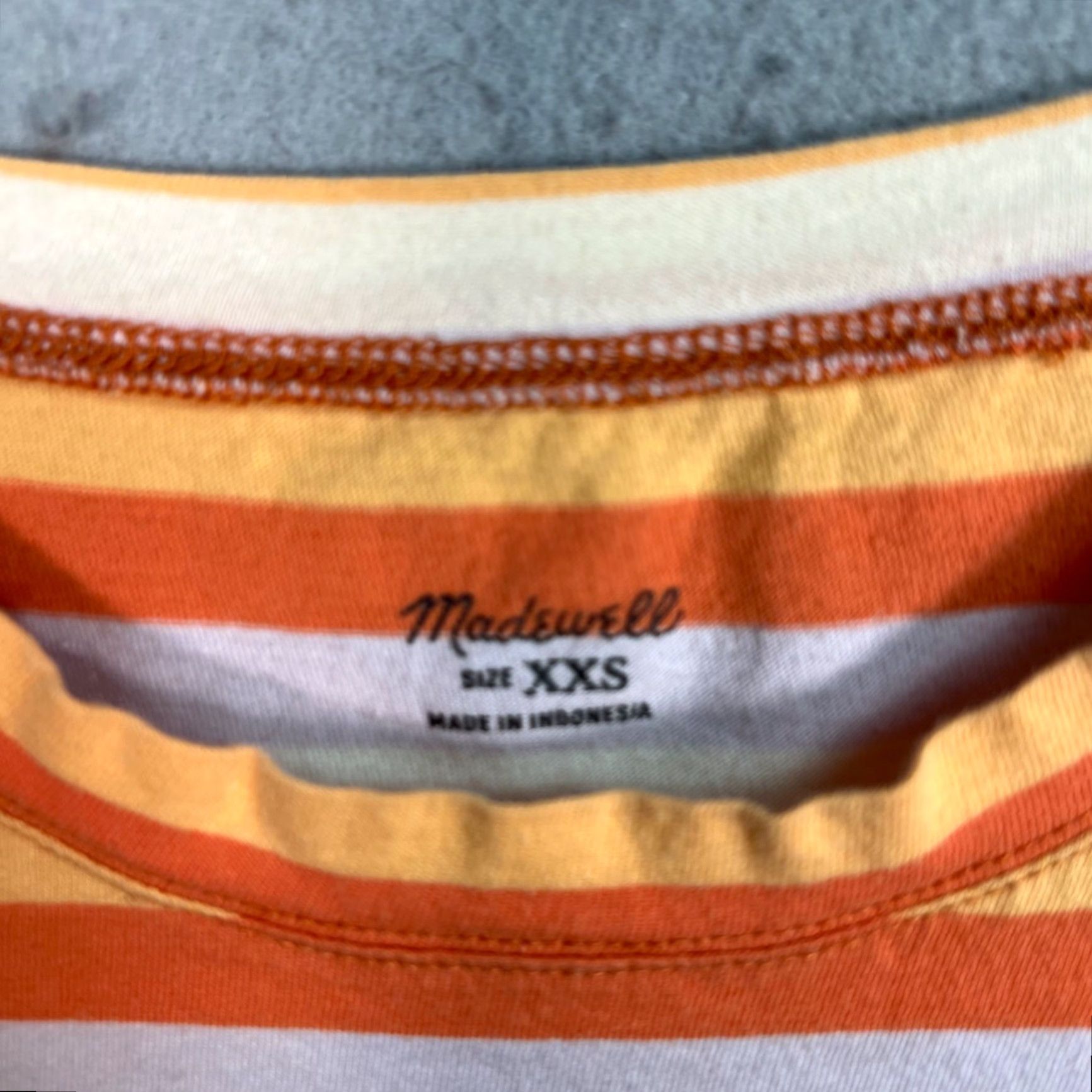 Madewell VINTAGE Madewell Striped Embroidered Daisy Tee XXS Orange White Cotton Casual Top Womens T-Shirt Size XXS / US 00 / IT 34 - 3 Thumbnail
