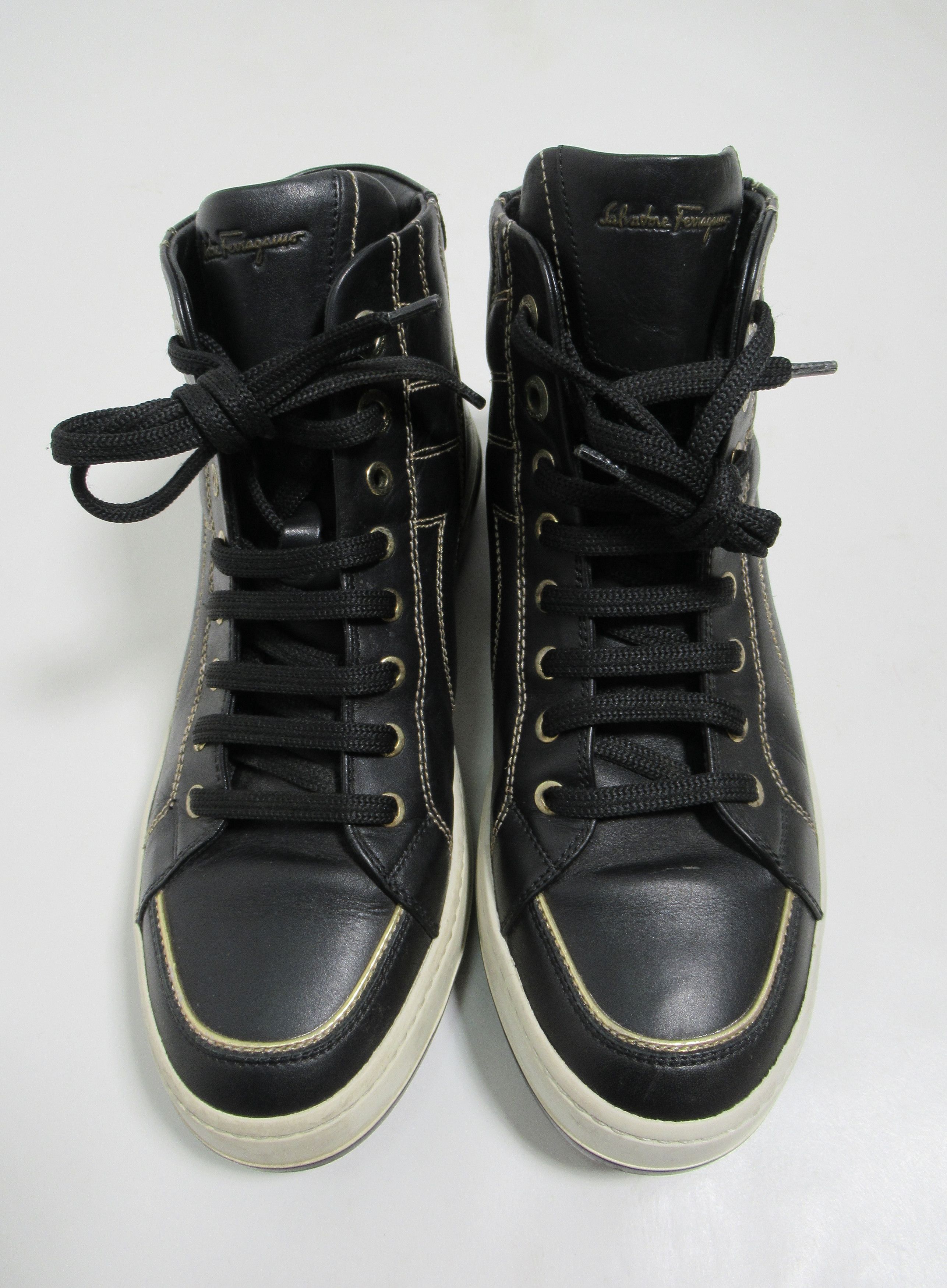 Salvatore Ferragamo Salvatore Ferragamo Stitched Gancini High-Top Sneaker Size US 8 / EU 41 - 2 Thumbnail