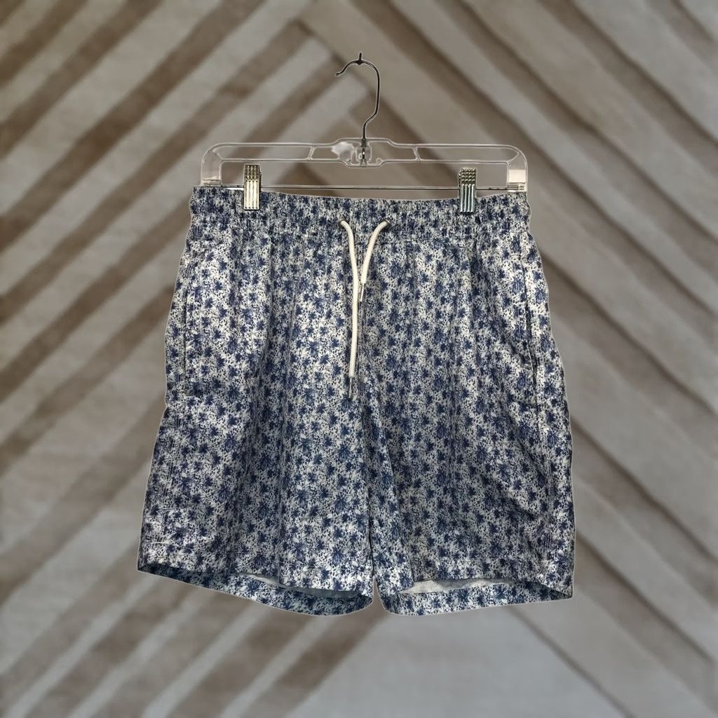 Vintage SLATE & STONE Mens Small Blue Drawstring Waist Swim Shorts Trunks Size US 29 - 1 Thumbnail