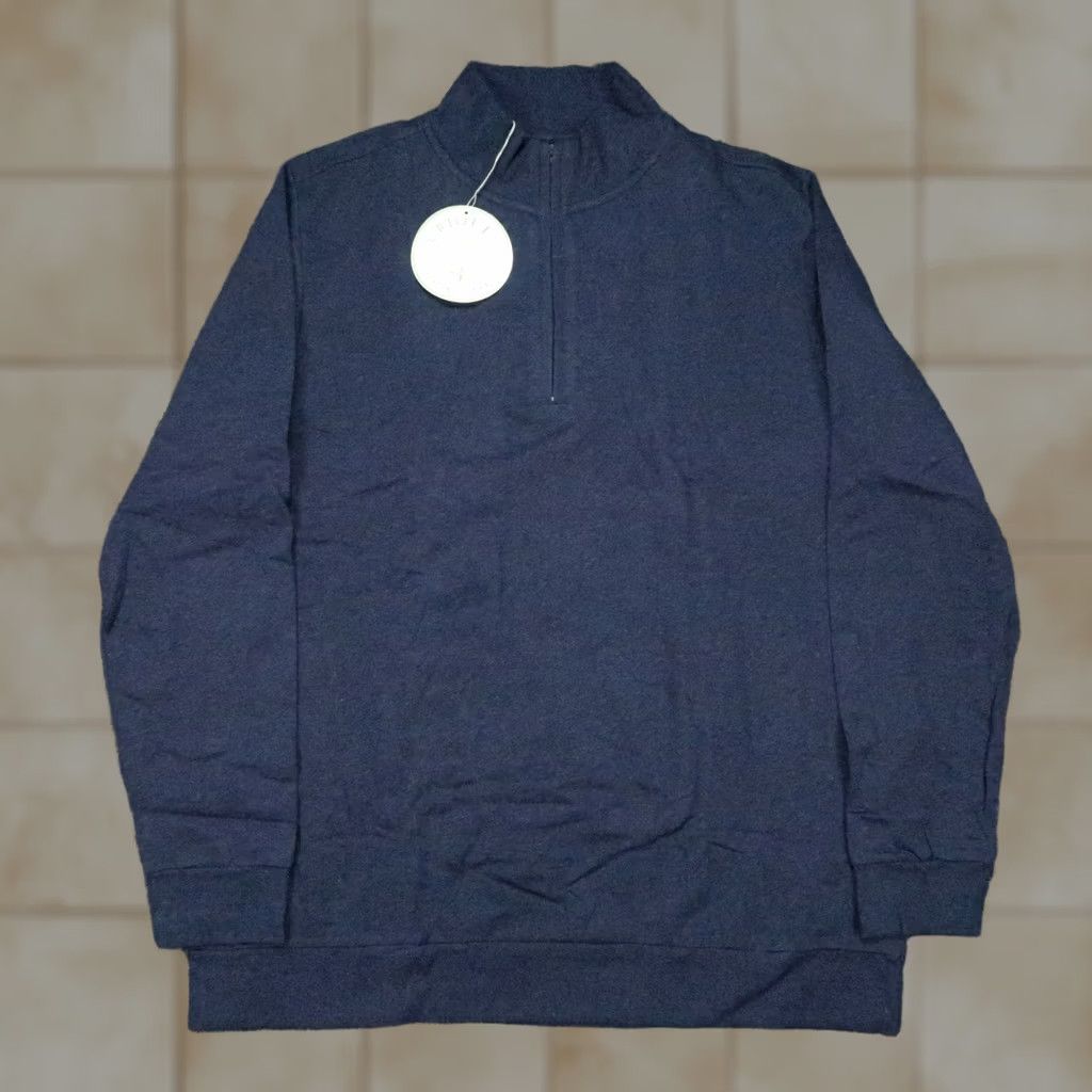 Vintage Criquet Mens XL Blue Quarter Zip Cotton Mock Neck Sweater Size US XL / EU 56 / 4 - 1 Thumbnail