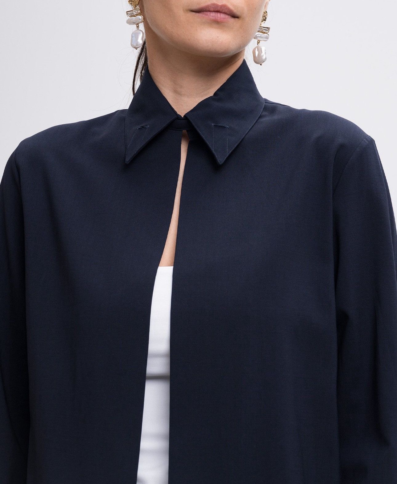Jean Paul Gaultier Last Jean Paul Gaultier Blue Woolen Collar Embroidered Shirt Size M / US 6-8 / IT 42-44 - 2 Thumbnail