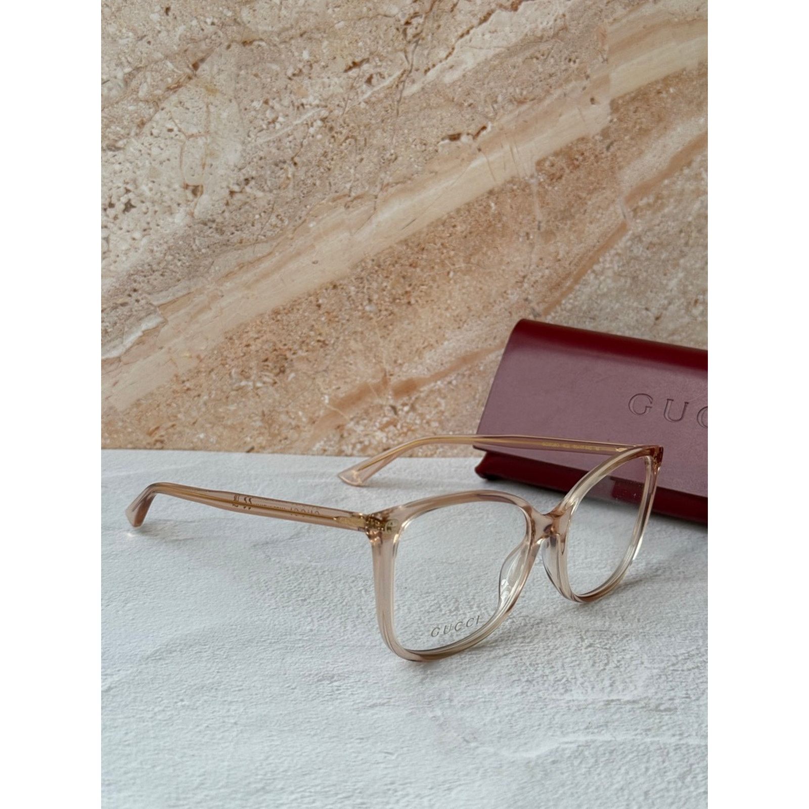 Gucci NEW Gucci GG0026O Nude Pink Cat Eye Eyeglasses Frames Size ONE SIZE - 6 Thumbnail