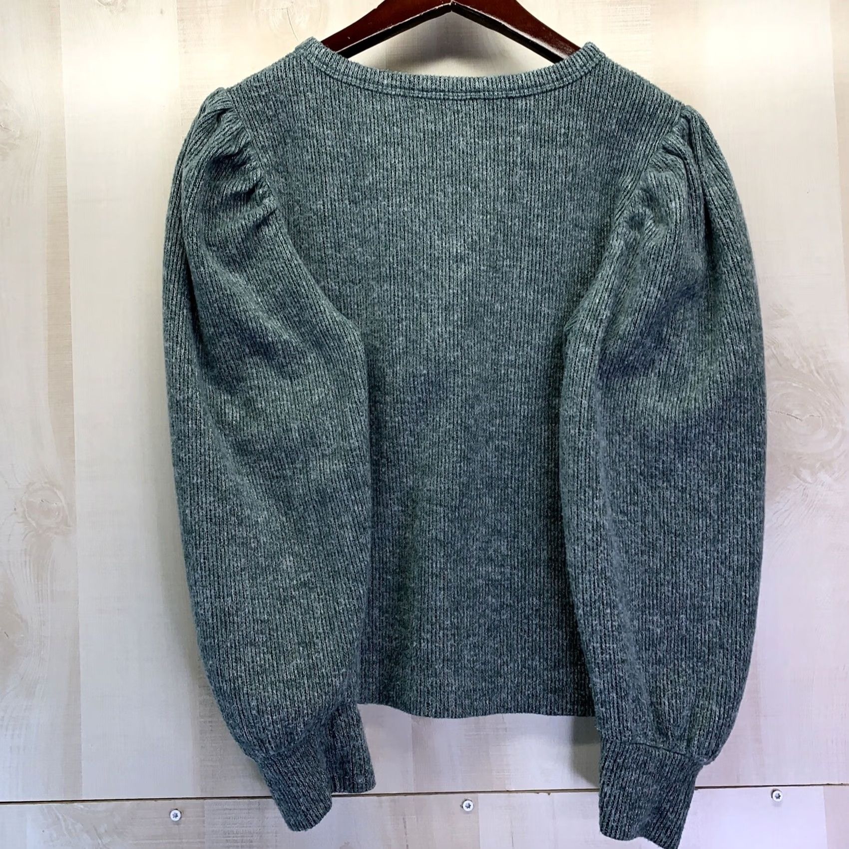 Zara Zara Women’s L Crop Balloon Sleeve Green Knit Sweater Top-4069 Size L / US 10 / IT 46 - 5 Thumbnail