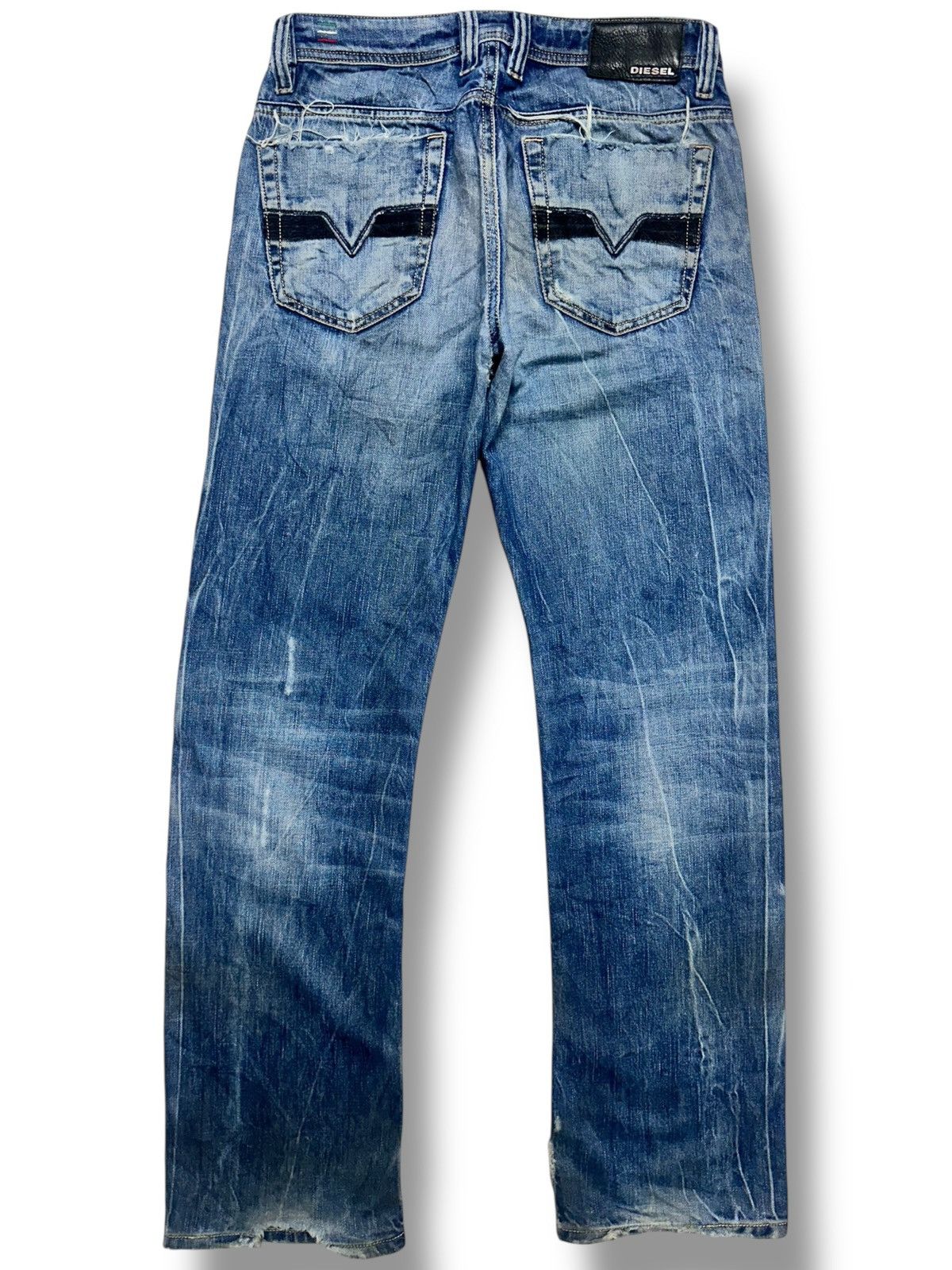 Diesel Diesel Viker Medium Blue Distressed Button Fly Faded Jeans Size US 31 - 3 Thumbnail