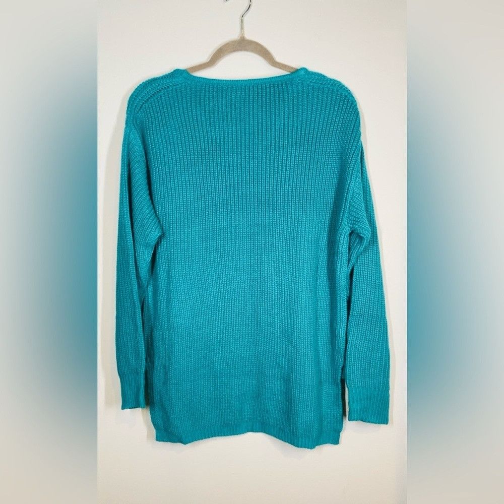 Other Turquoise V Neck High Low Long Sleeve Sweater size Small Lik Size S / US 4 / IT 40 - 3 Thumbnail