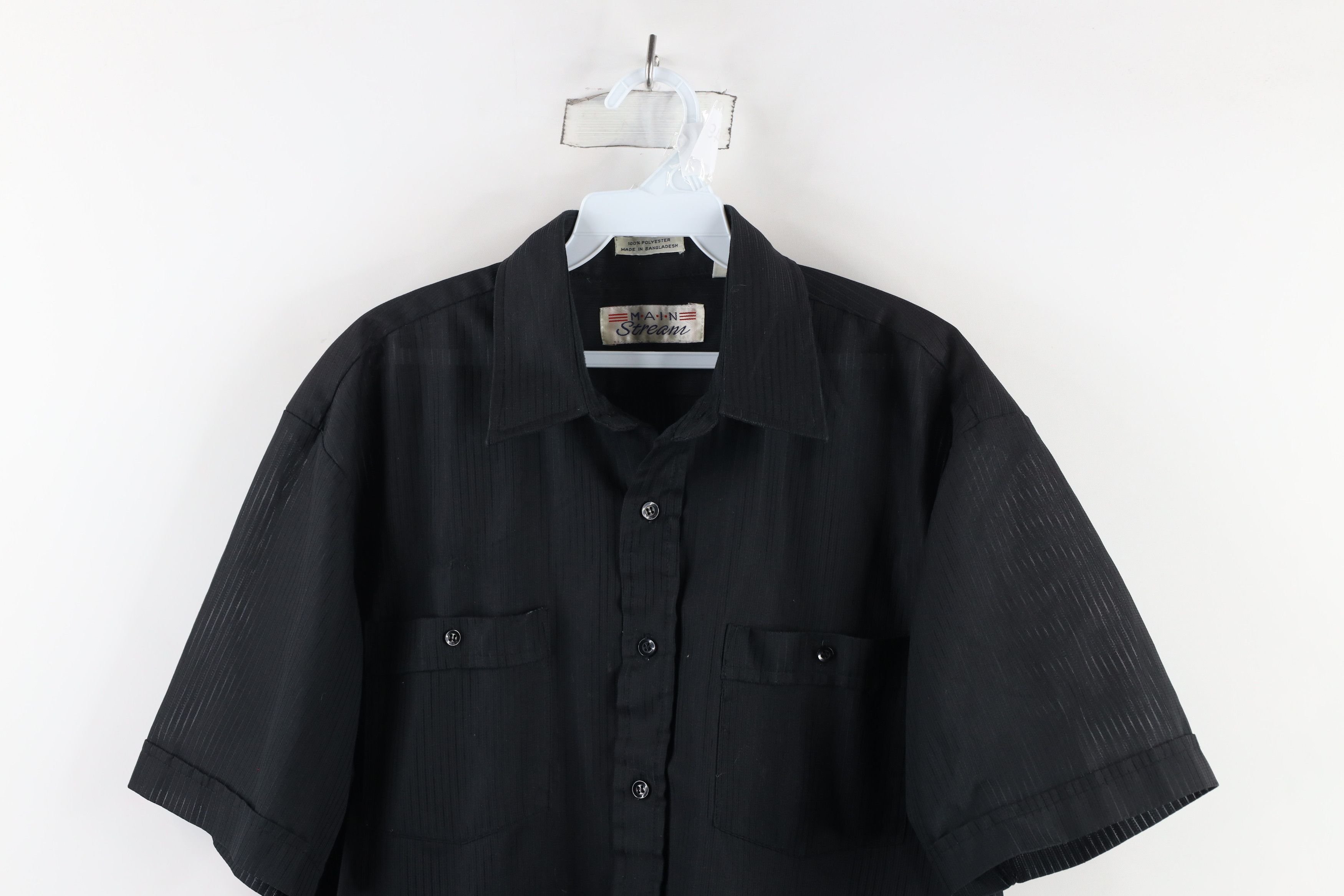 Vintage Vintage 90s Streetwear Striped Collared Button Shirt Black Size US L / EU 52-54 / 3 - 2 Thumbnail