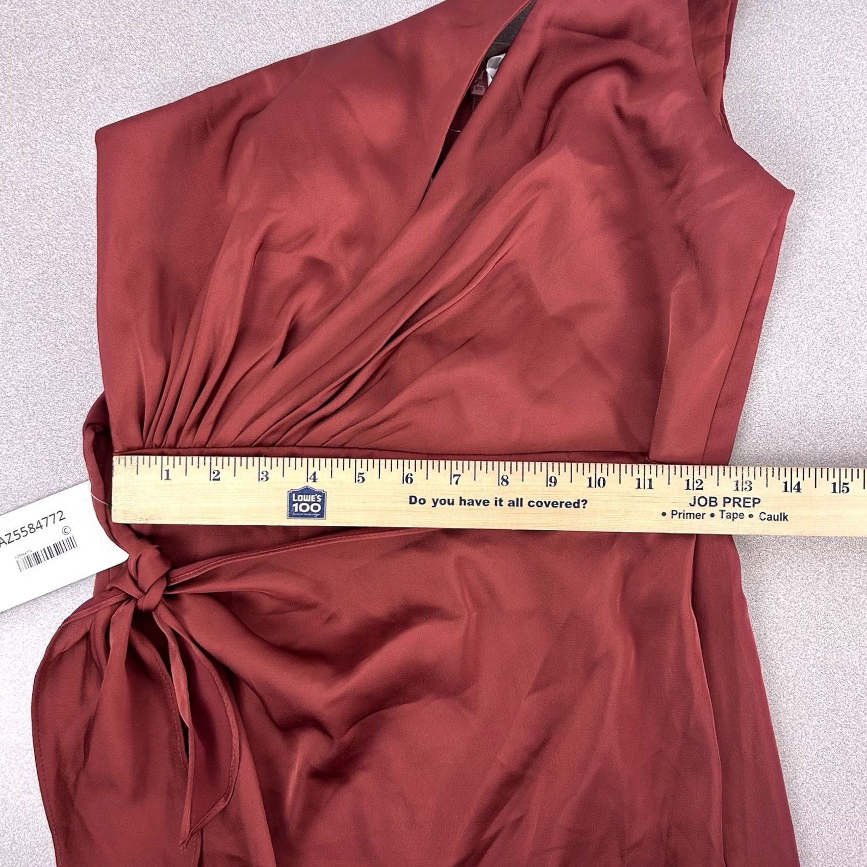 Vintage Bridesmaid Dress Azazie Kendall + Kylie A4 Terracotta One Shoulder Red Sleeveless Polyester Dress Size ONE SIZE - 7 Thumbnail