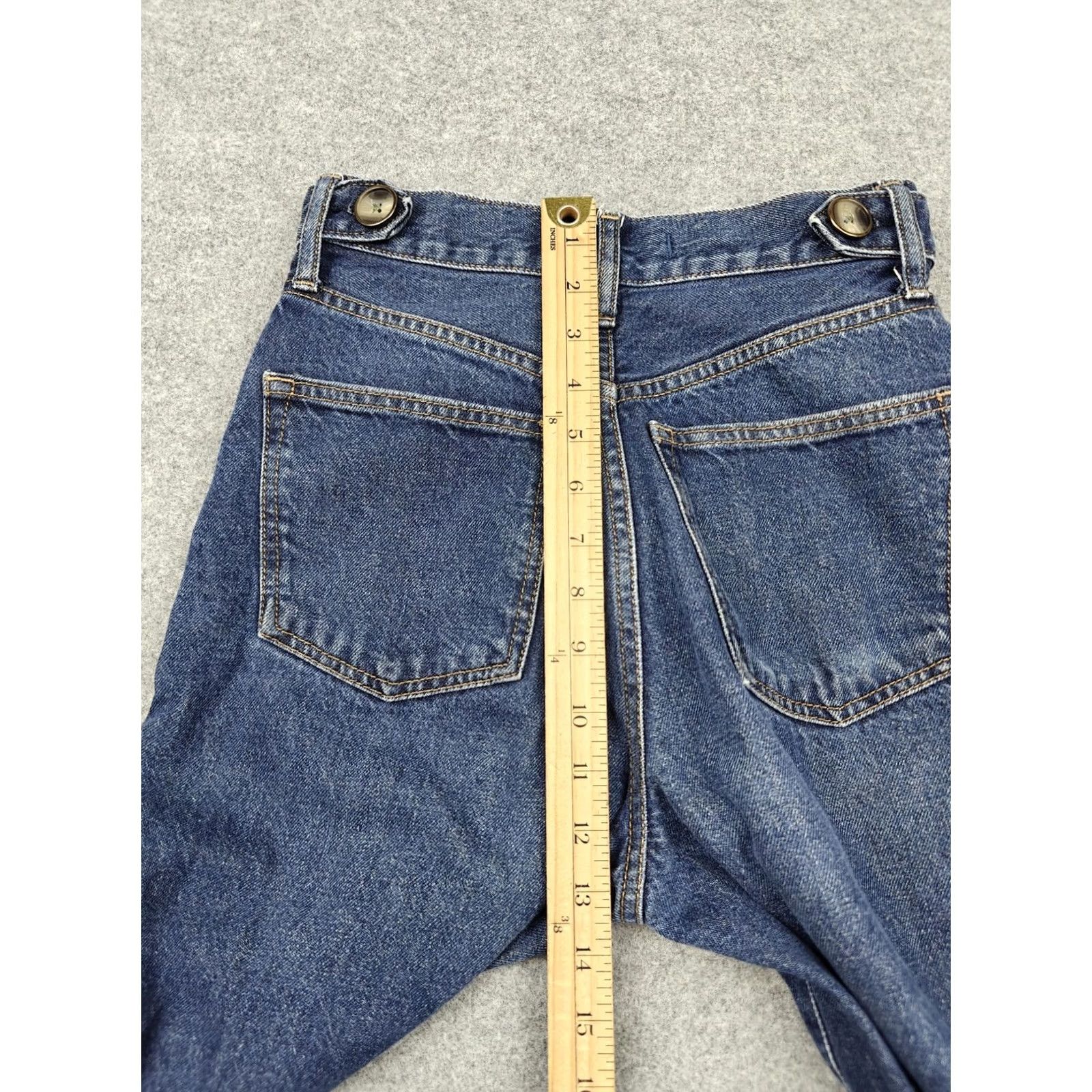 Vintage We The Free Jeans Womens 25 Blue High Rise Straight Denim Buttons | 5-Pocket Bohemian 100% Cotton Pants Size 42" / US 20 - 7 Thumbnail