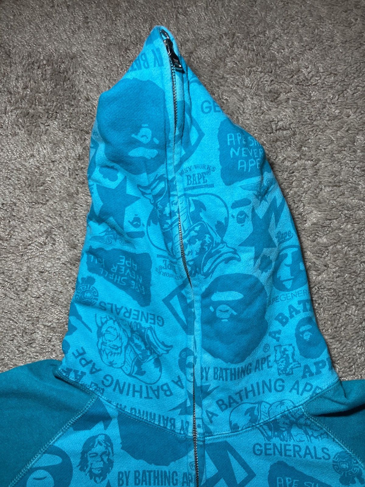 Bape 2008 Bape Full Zip Hoodie Teal Logo Mania Camo Blue OG Nigo Size US L / EU 52-54 / 3 - 6 Thumbnail