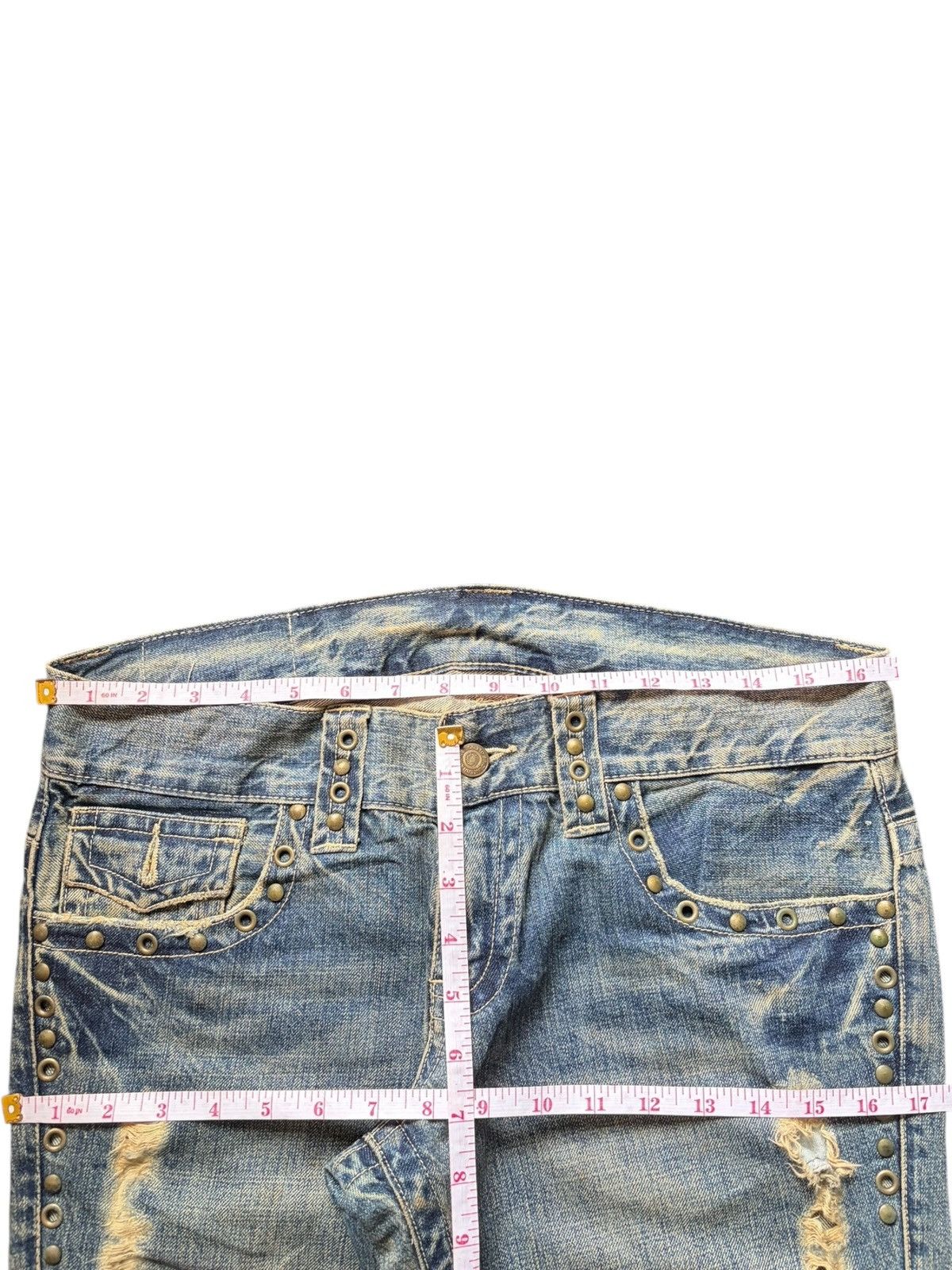 Tornado Mart Vintage Tornado Mart Distressed Low Rise Flare Jeans Size 33" - 6 Thumbnail