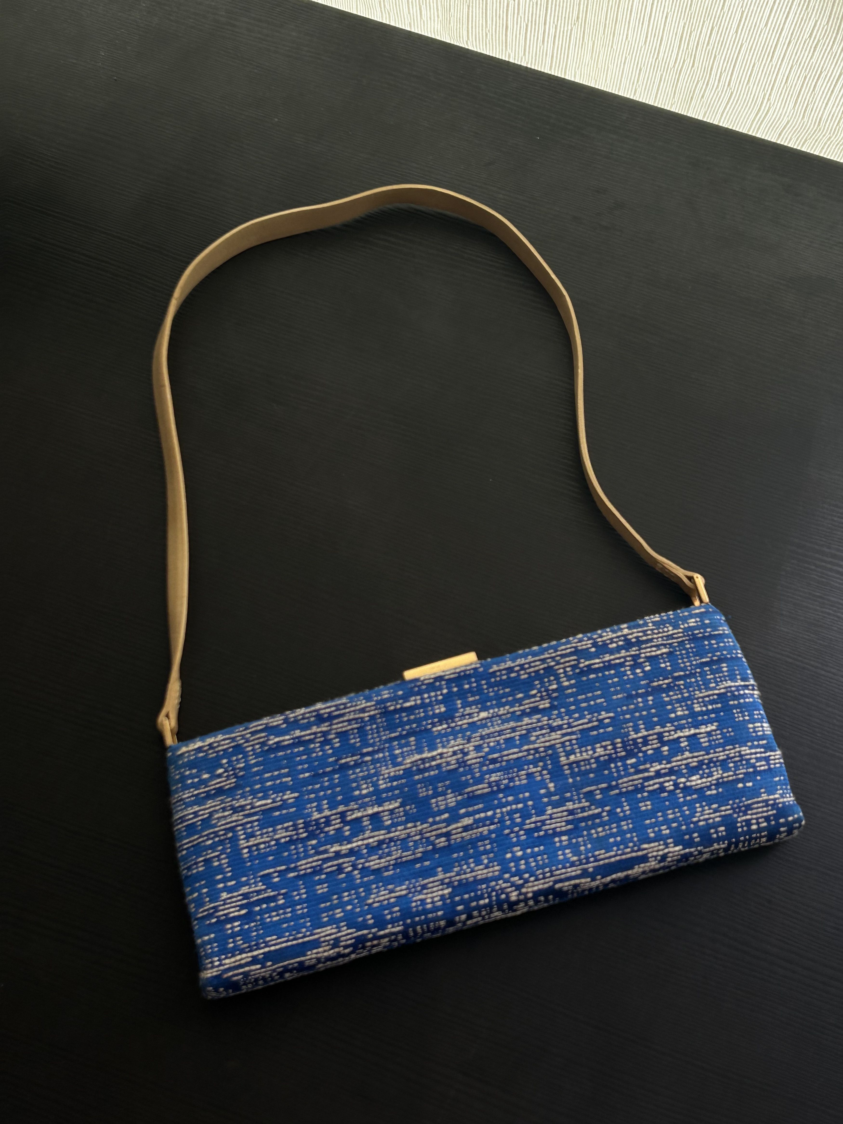 Italian Designers x Vintage Coccinelle Blue Patterned Shoulder Bag, Women's
