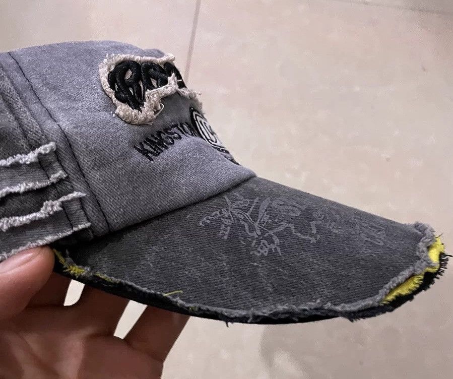 Japanese Brand Y2k retro embroidery distressed damage raw cap hat Size ONE SIZE - 3 Thumbnail