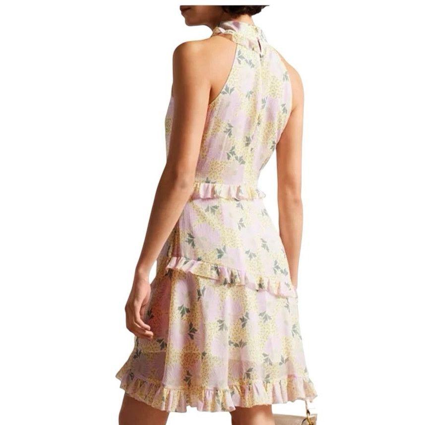 Ted Baker Ted Baker Twist Neck Mini A-line Floral Ruffle Dress Sz 16 Size XXL / US 16-18 / IT 52-54 - 4 Thumbnail