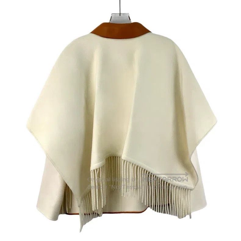 Hermes Hermes Beige Cashmere Lapel Single-Breasted Fringe Short C Size XS / US 0-2 / IT 36-38 - 2 Thumbnail