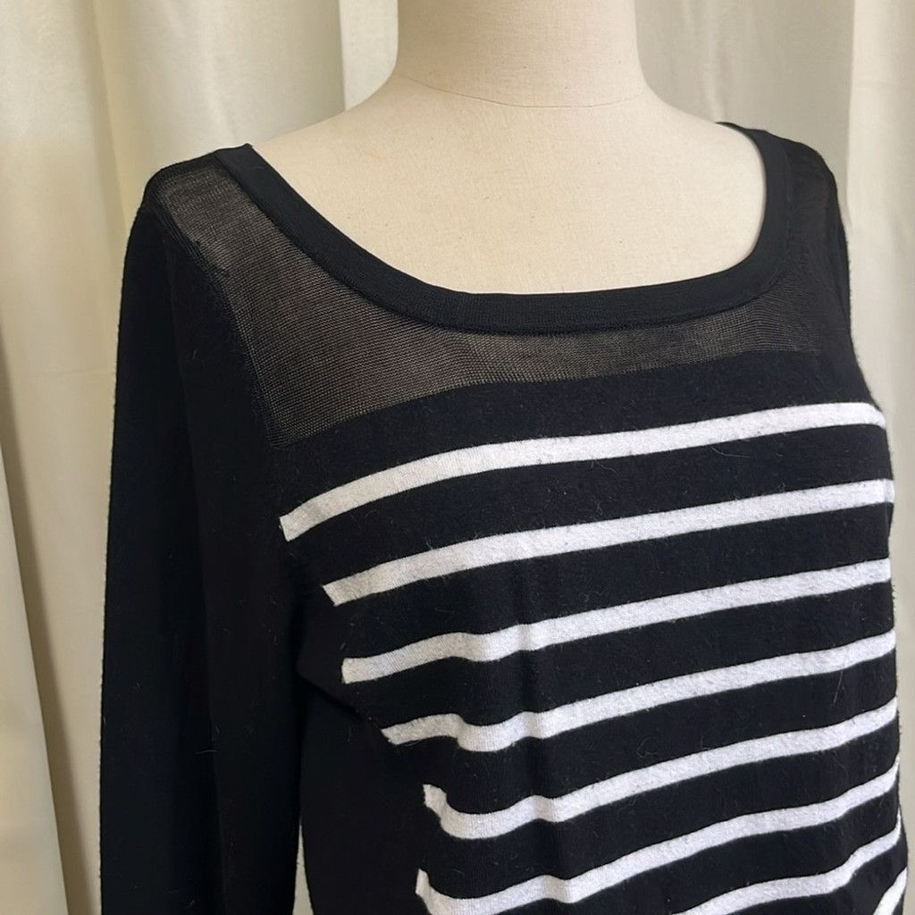 I.N.C INC international concepts, Black and White Stripe knit top Size L / US 10 / IT 46 - 2 Thumbnail