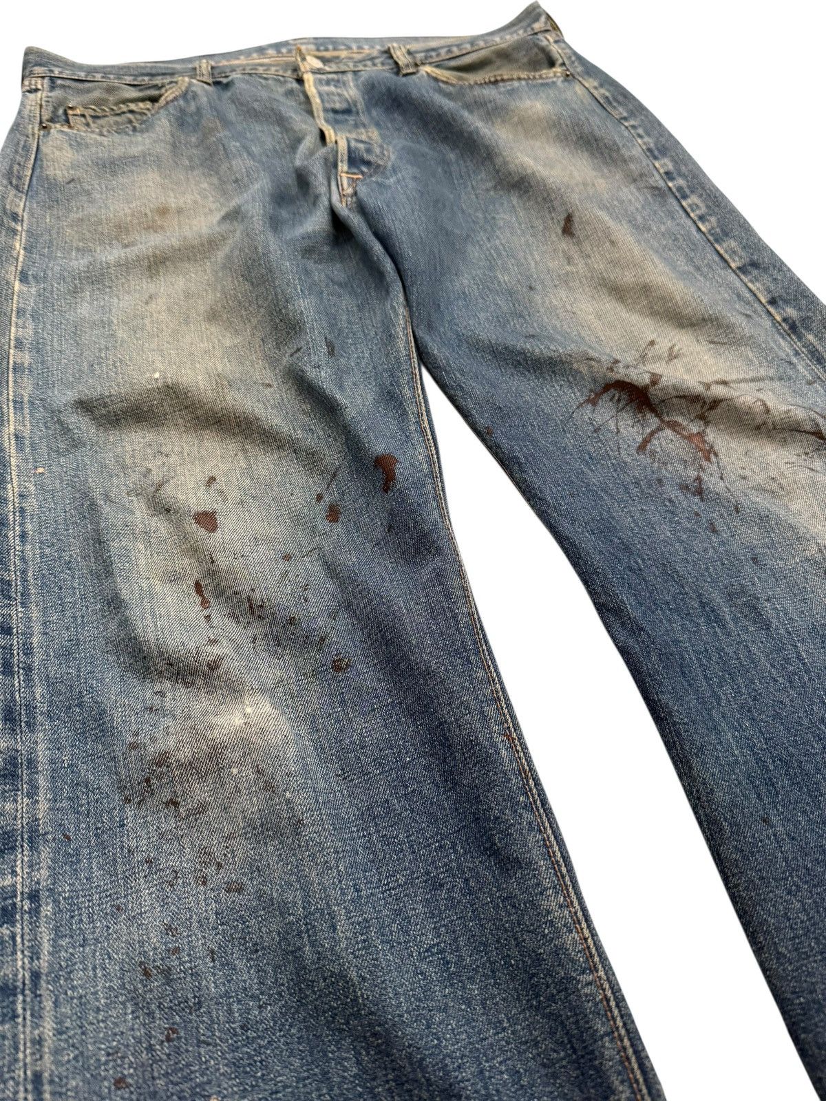 Levi's RARE OG 1960’s Big E Levi’s 501 Oil Splash Selvedge Denim Size US 38 / EU 54 - 6 Thumbnail