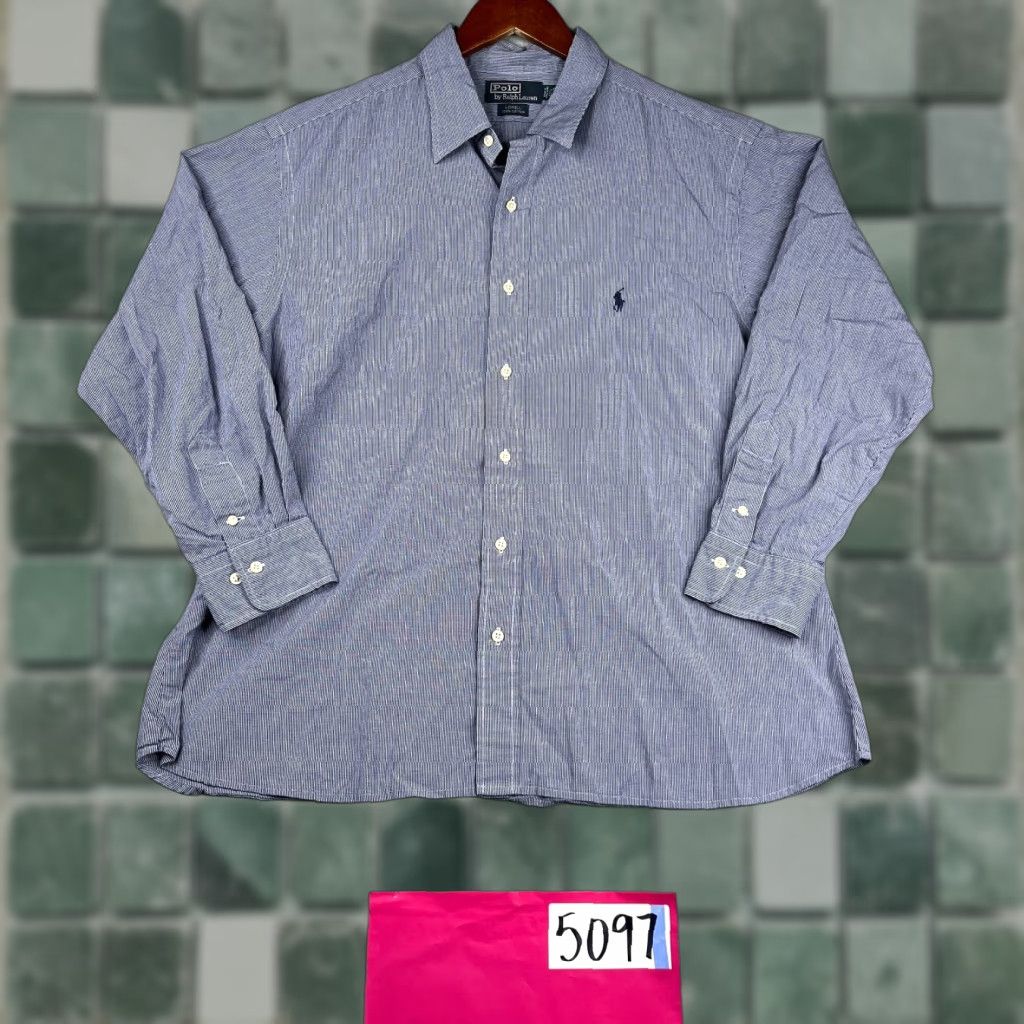 Polo Ralph Lauren Polo Ralph Lauren Shirt 17.5 Blue Mini Check Casual Button-Up Long Sleeve Men's Size US XXL / EU 58 / 5 - 1 Thumbnail