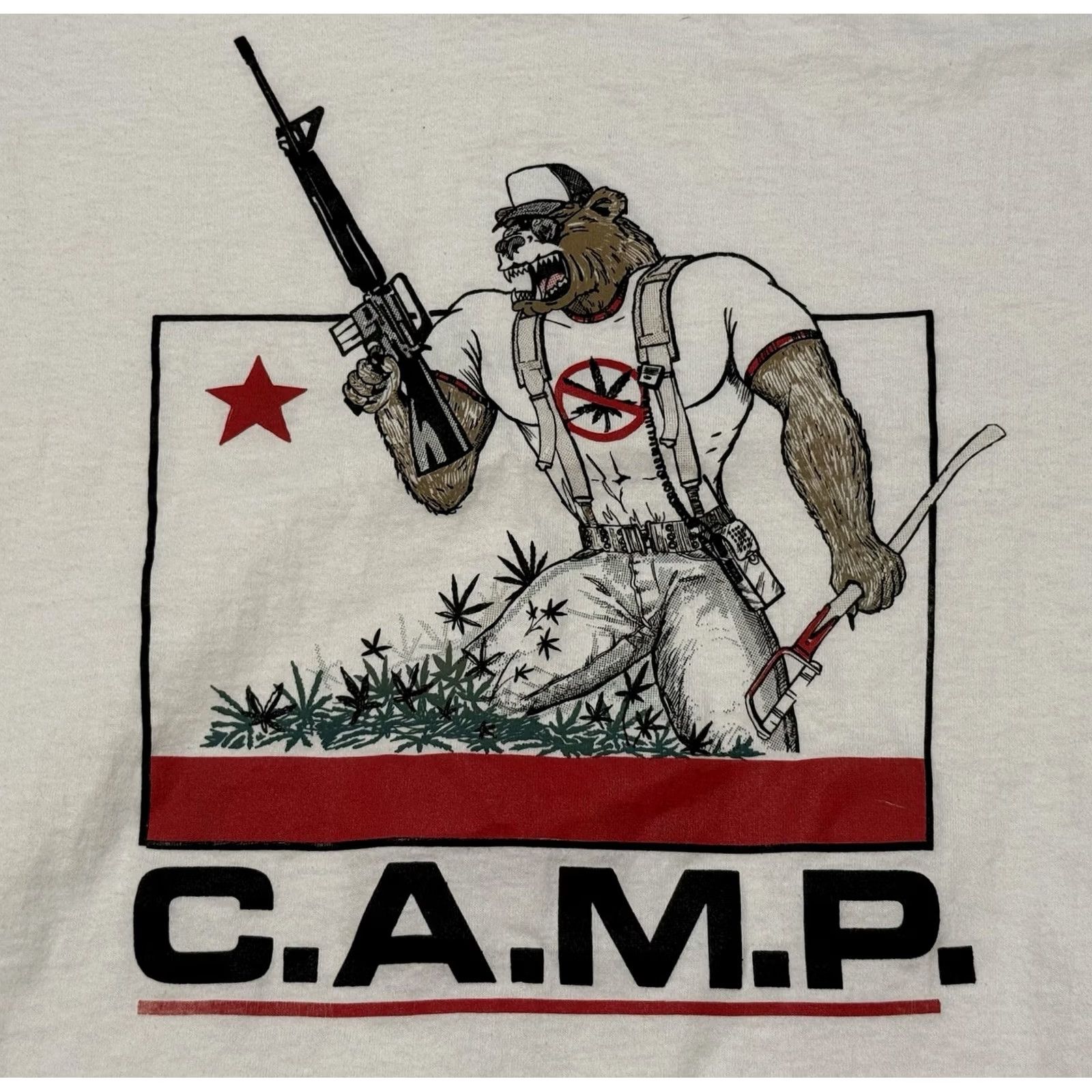 Fruit Of The Loom VINTAGE Campaign Against Marijuana Planting Shirt XL CAMP Weed Drugs DEA Cali Shirt Men White Cotton Graphic Print 90s Size US XL / EU 56 / 4 - 3 Thumbnail
