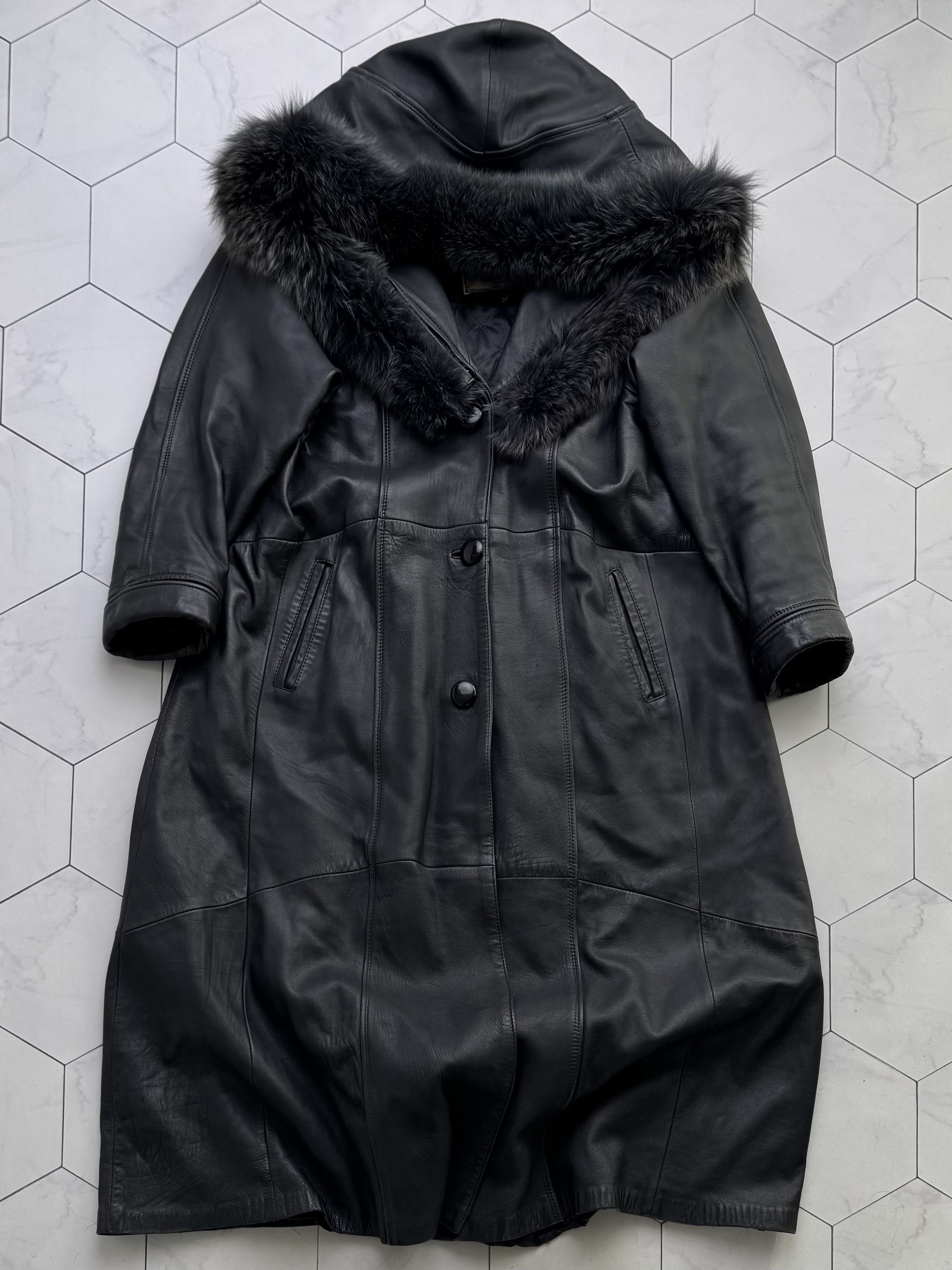 Vintage Vintage Leather Coat Hooded Long Winter Jacket Outerwear B4 Size L / US 10 / IT 46 - 6 Thumbnail