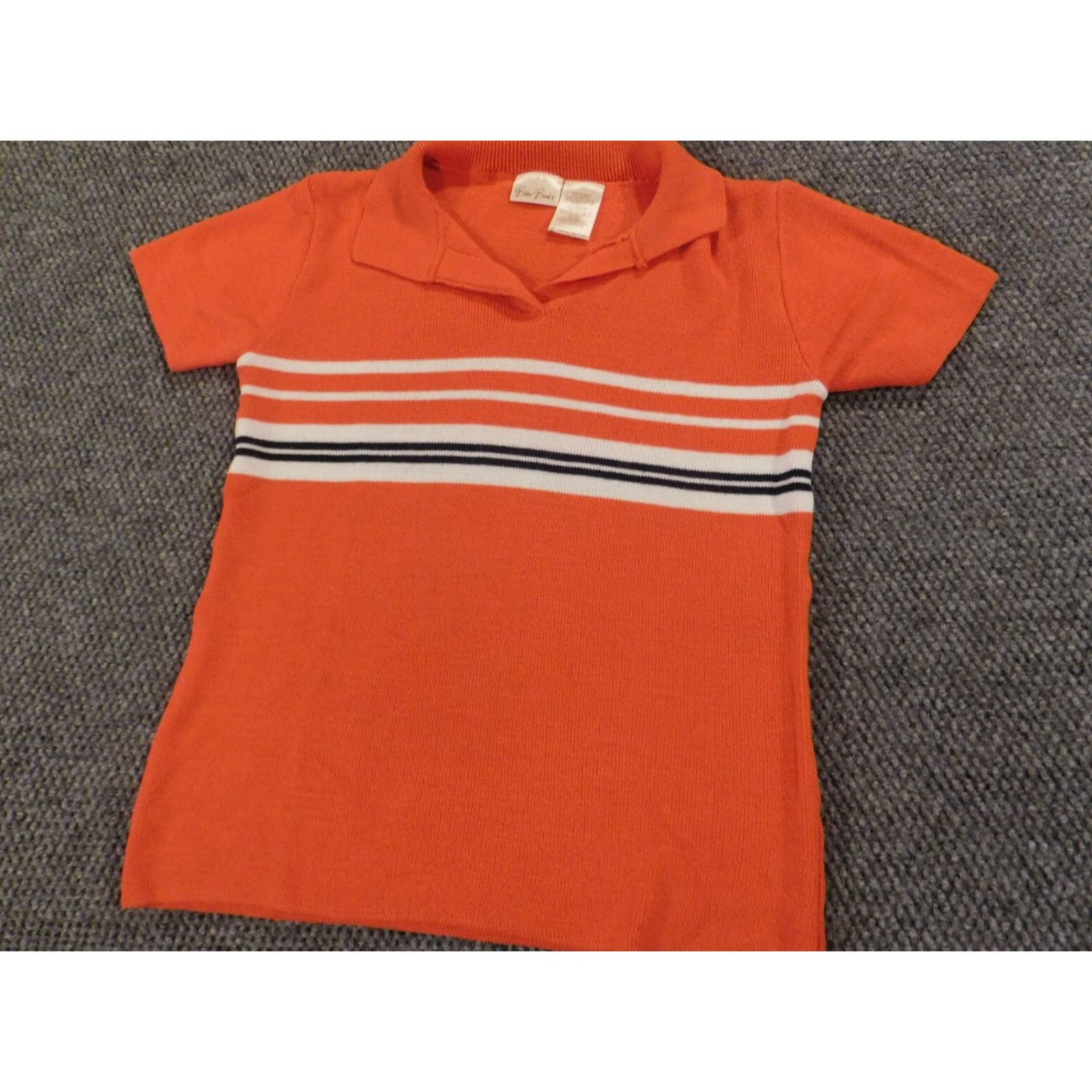 Vintage Bobbie Brooks Blouse Women S Orange Striped Crew Neck Pullover Short Sleeve Cap Sleeve Acrylic Rayon Regular Stretch Casual Vintage: No Size S / US 4 / IT 40 - 3 Thumbnail