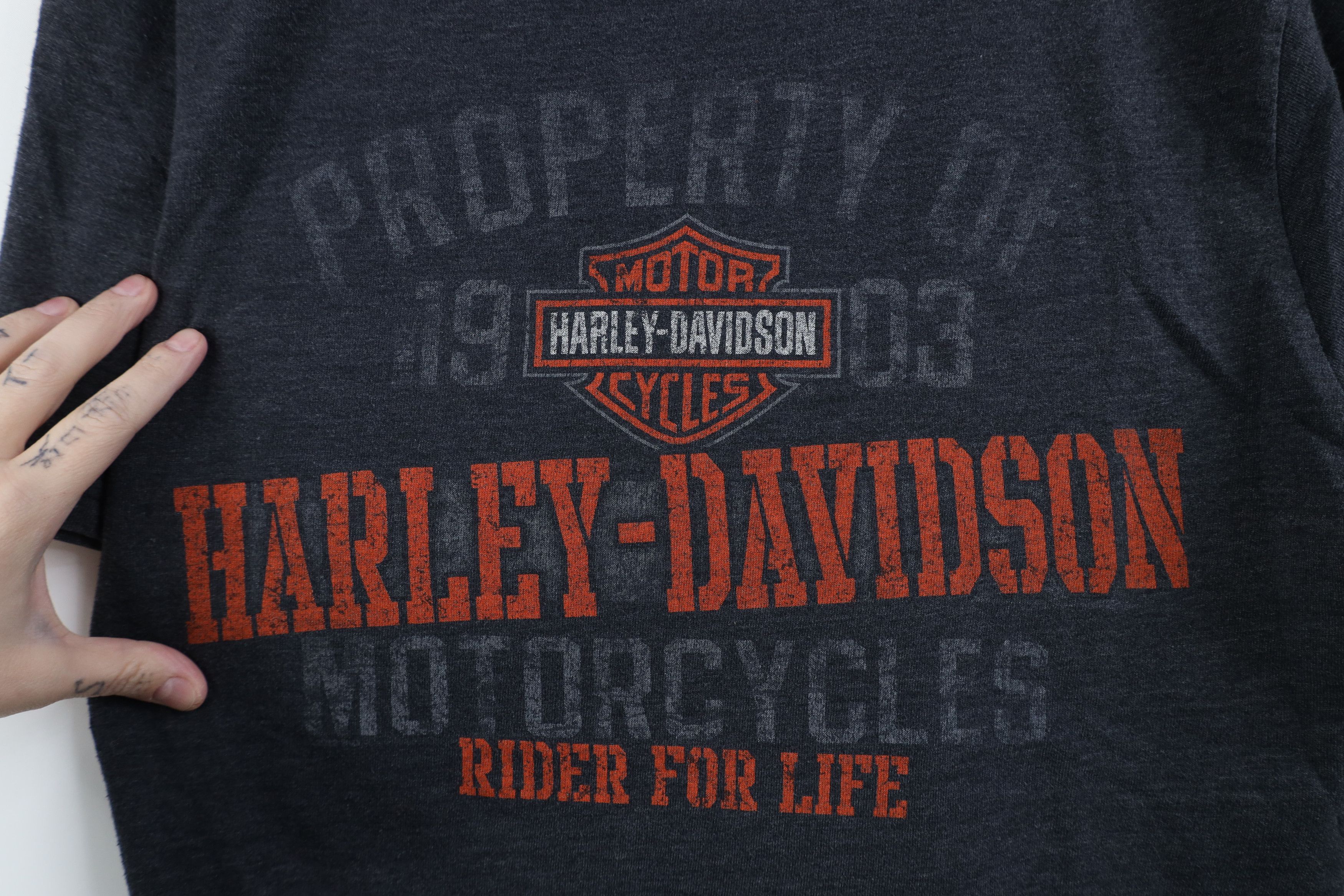 Harley Davidson Vintage Y2K Harley Davidson Spell Jersey Knit T-Shirt Gray Size US L / EU 52-54 / 3 - 4 Thumbnail