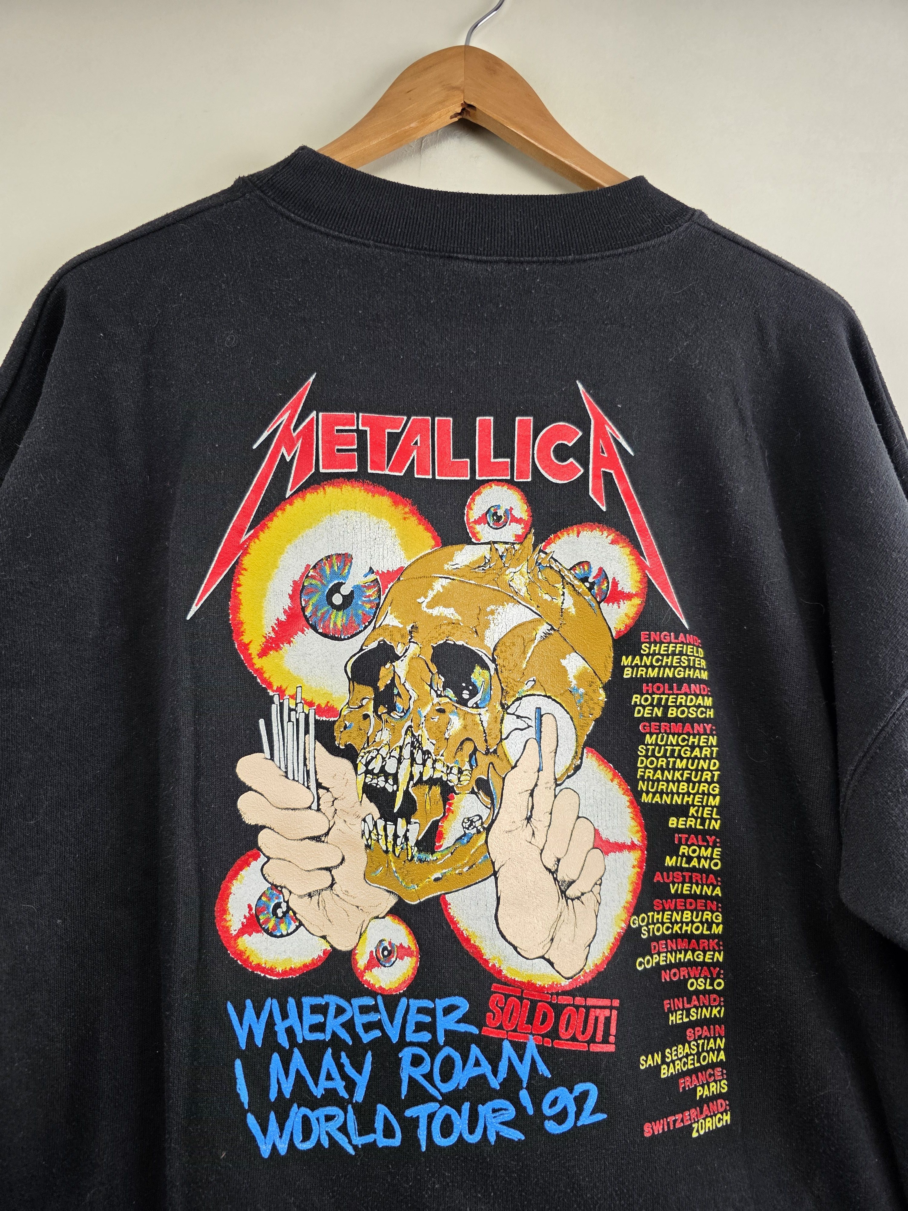 Band Tees × Metallica × Vintage 1992 Metallica wherever I may roam World Tour Crew neck L Size US L / EU 52-54 / 3 - 6 Thumbnail