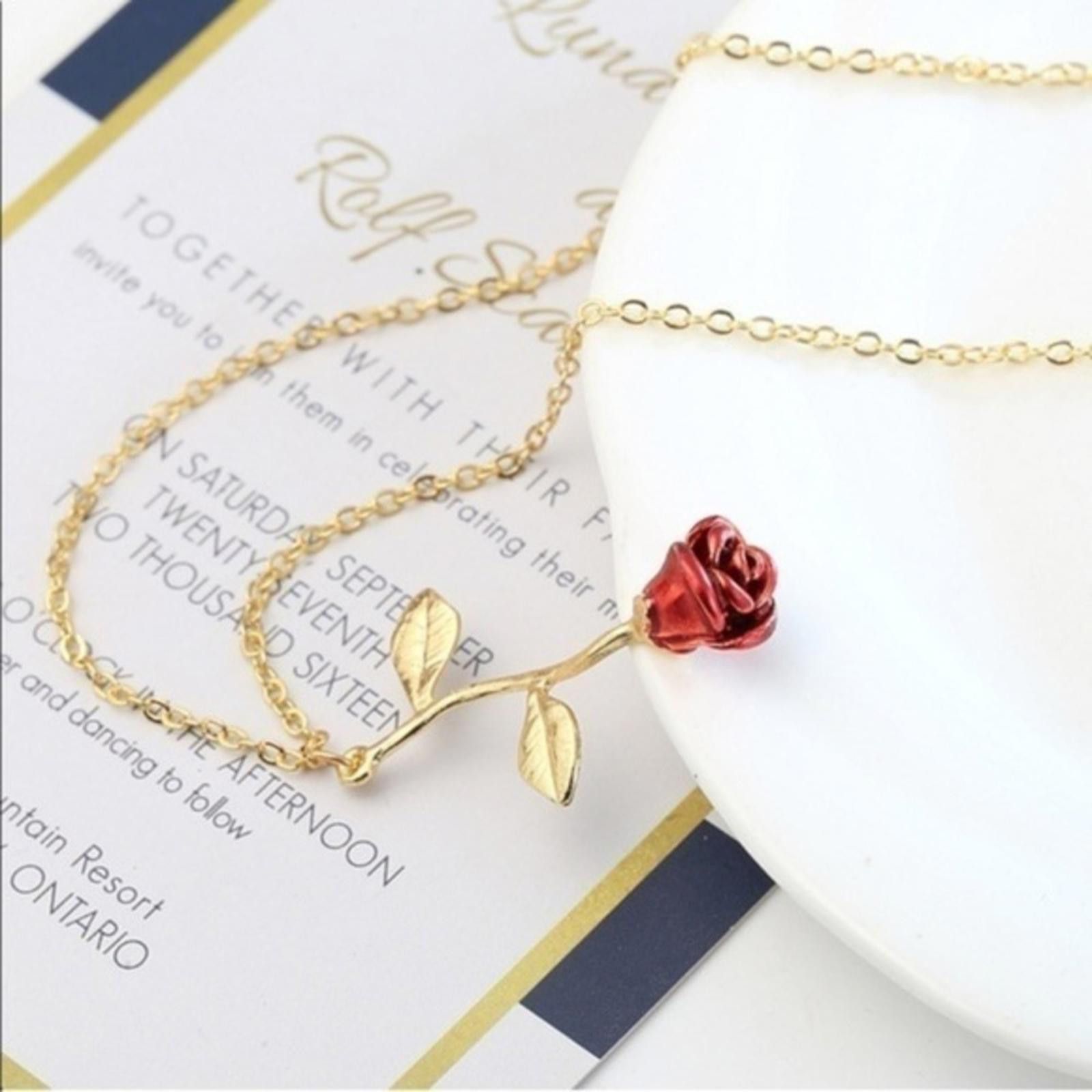 Designer Rose Pendant Necklace 18K Plated Gold NWT Size ONE SIZE - 1 Thumbnail